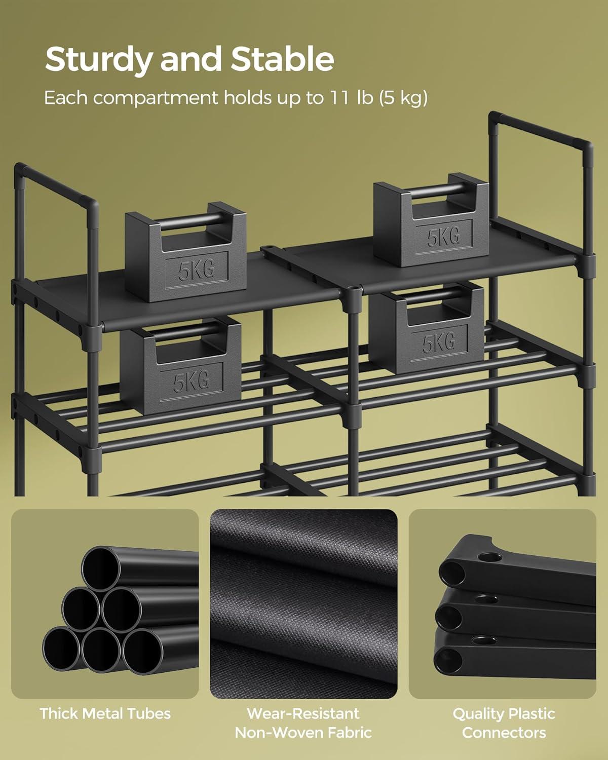 Ink Black 8-Tier Stackable Metal Shoe Rack