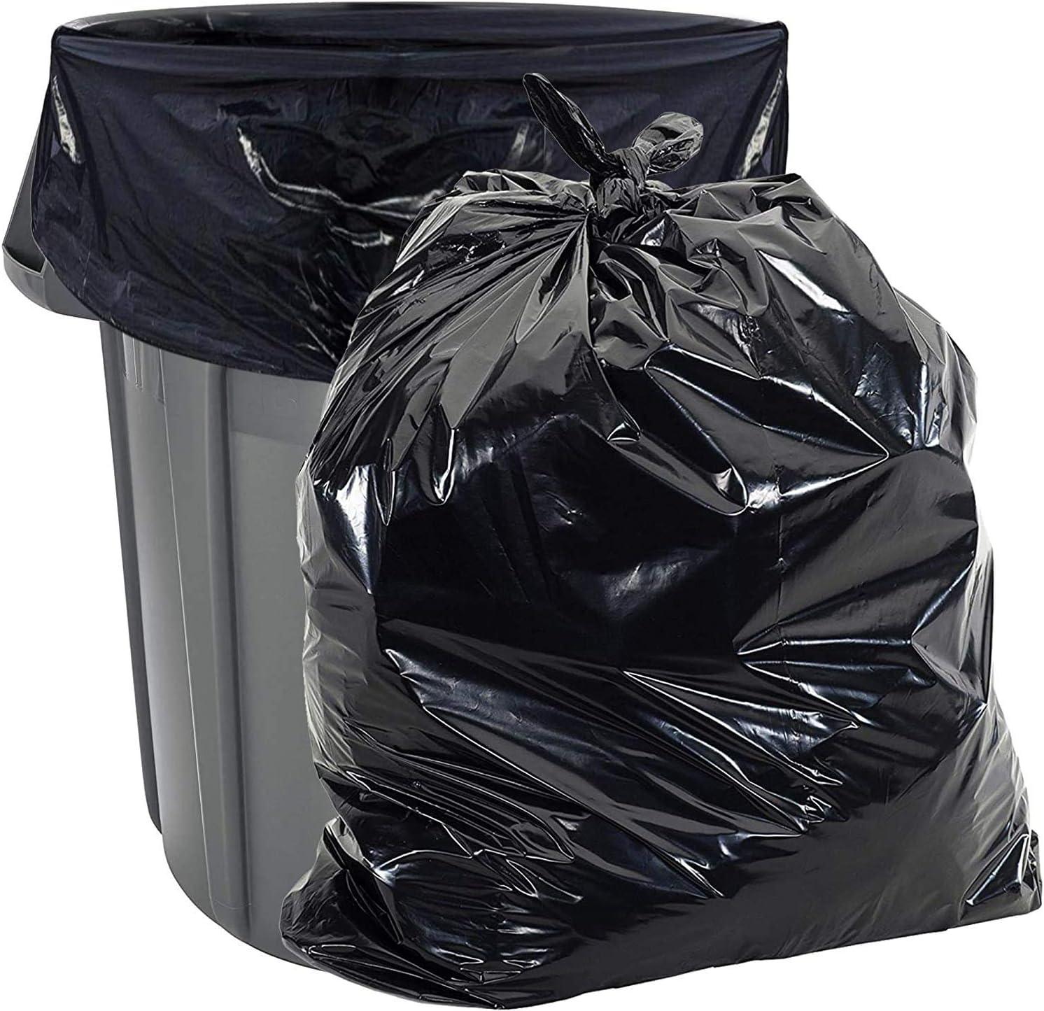 Large Heavy Duty 45 Gallon Black Plastic Trash Bags, Pack of 50