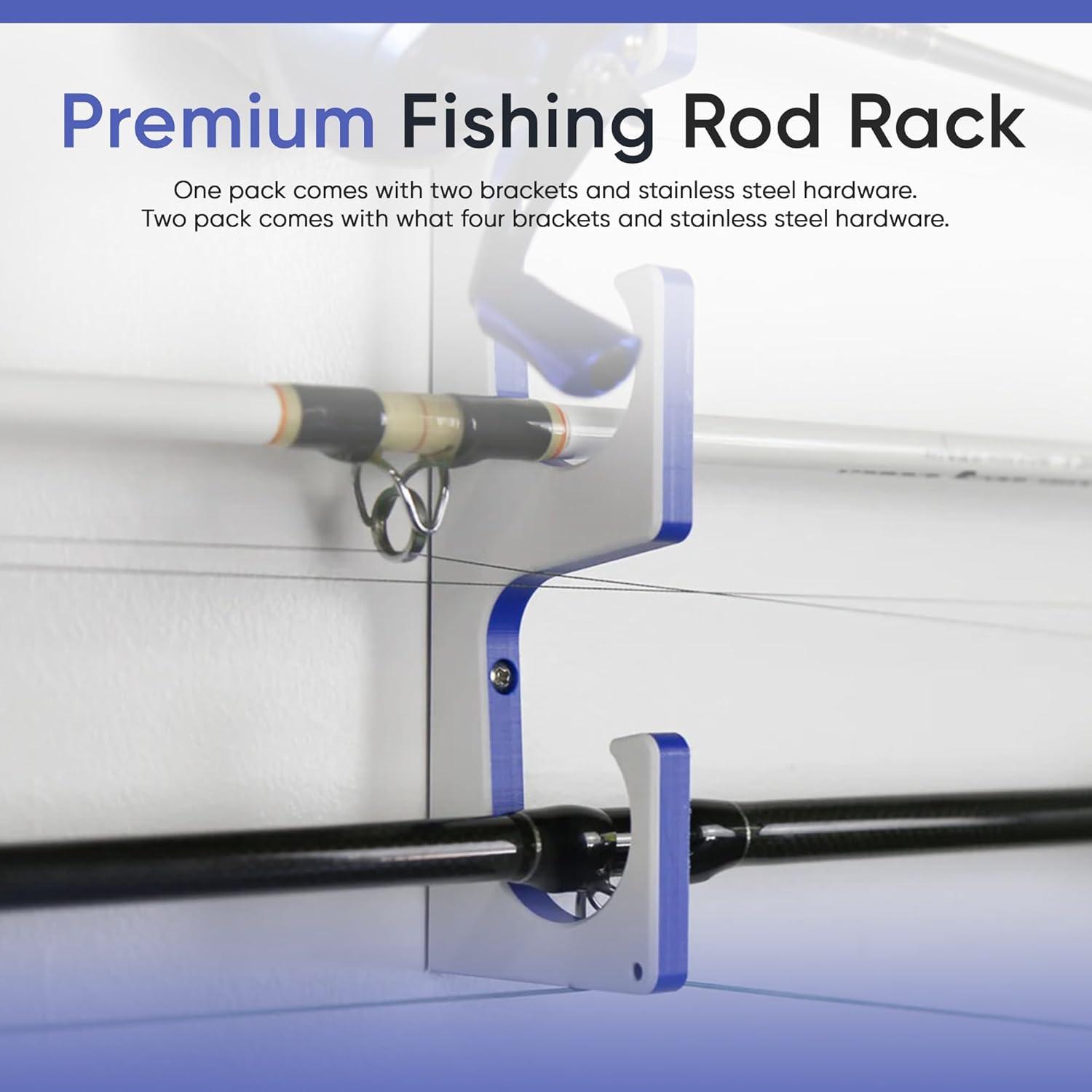 Made in the USA Fishing Rod/Pole Holder Rack Organizers | Wall or Ceiling Mounted Fishing Rod Rack | Durable Marine Grade HDPE Plastic | Fishing Pole Holder Holds up to 3 to 12 + Stackable