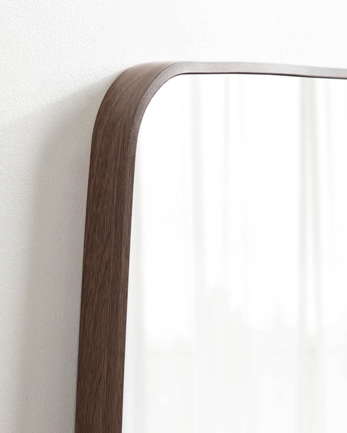 Kate and Laurel Zayda Metal Square Barrel Mirror, 20x28, Walnut Brown