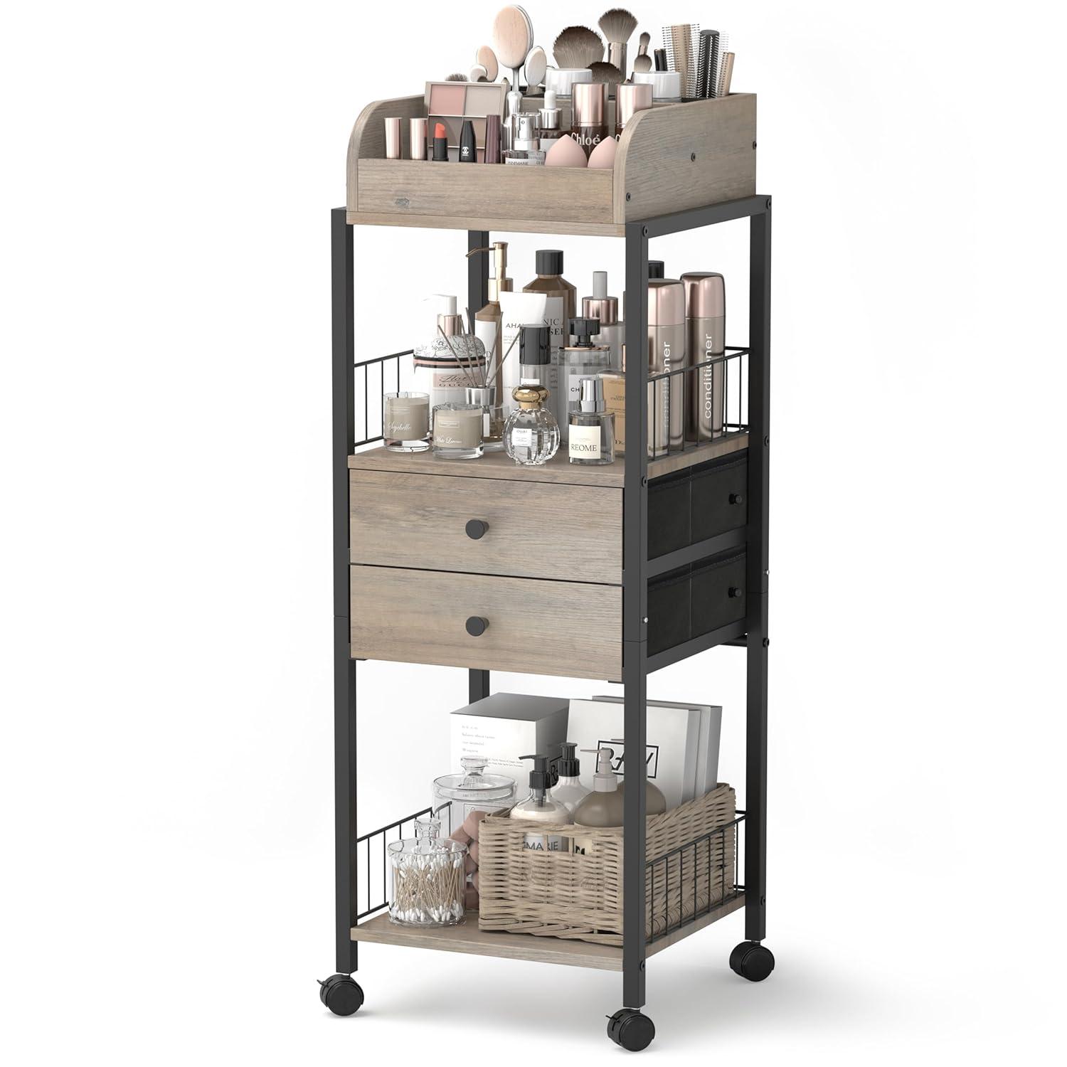 17 Stories Makeup Organizer, Floor Skincare Organizers Make Up Organizers And Storage With Drawers, Vanity Organizer Cosmetics Display Cases Holder For Skin Care Nail Polish Perfume