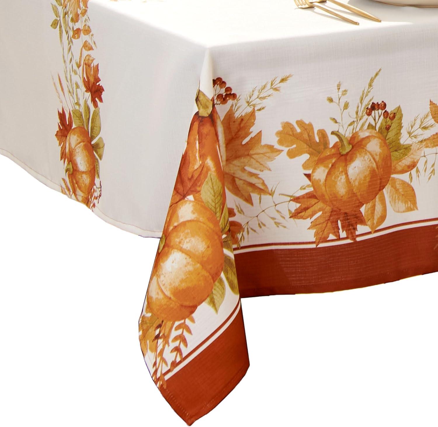 August Grove® Slayton Autumn Pumpkin Grove Rectangle Polyester Tablecloth
