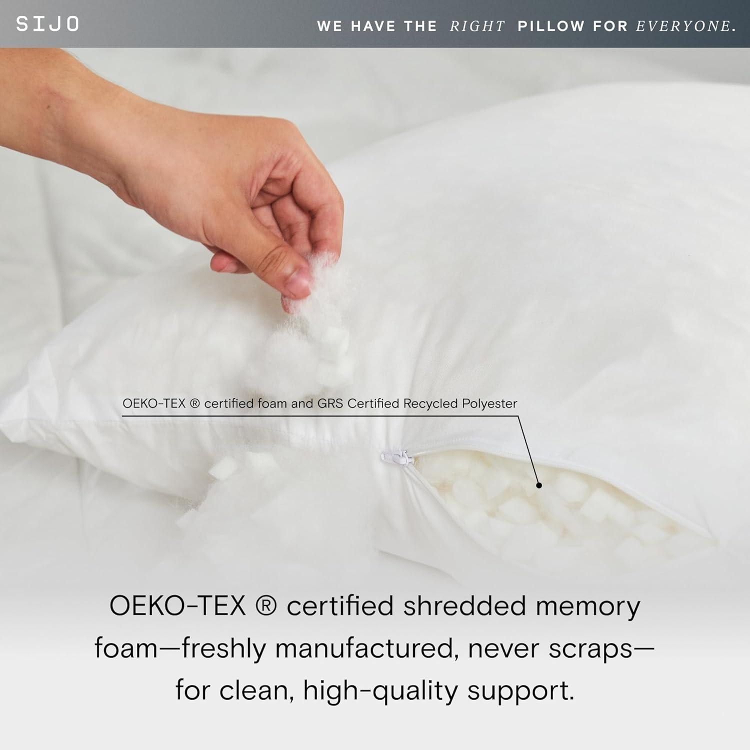 White Adjustable Memory Foam Cooling Pillow with Fill Pouch