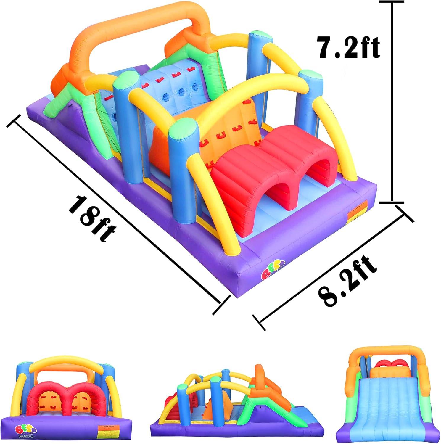 Colorful Inflatable Obstacle Course Bounce House with Slide