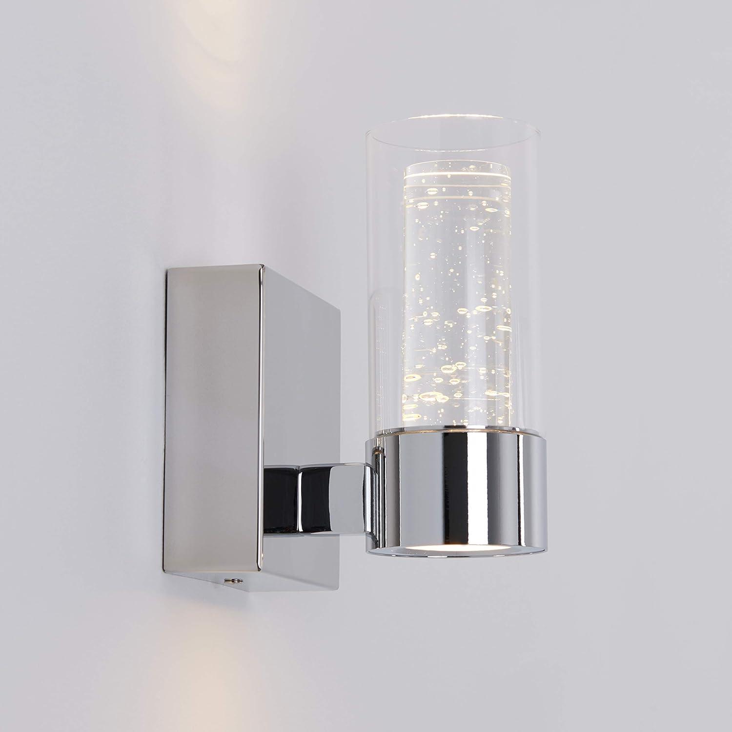 Chrome Integrated LED Square Wall Sconce with Clear Glass Shade