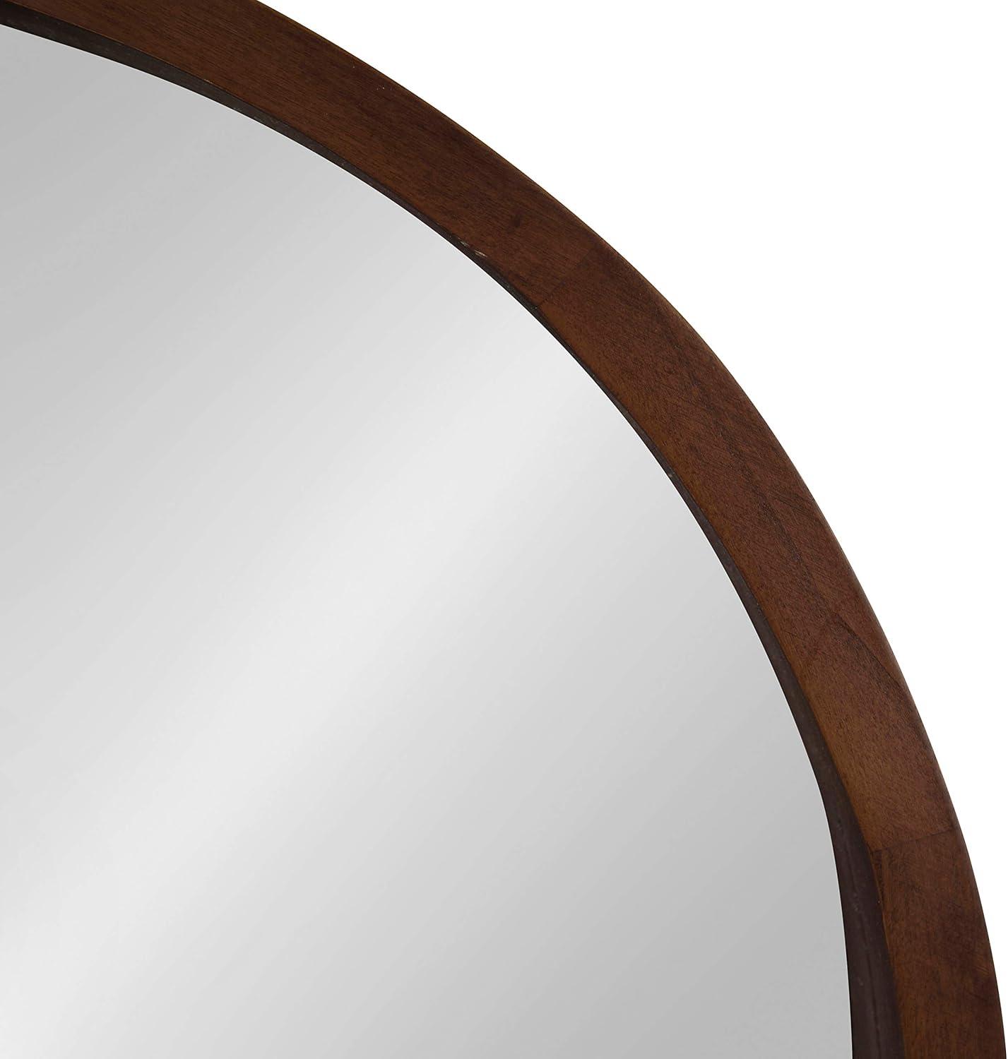 22&#34; x 22&#34; Hutton Round Wood Wall Mirror Walnut Brown - Kate and Laurel