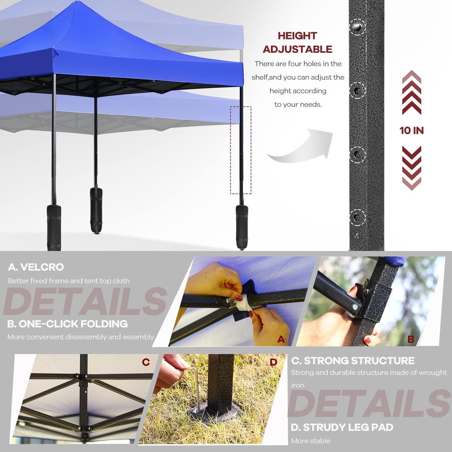 YRLLENSDAN Pop Up Canopy 10x10, Pop Up Tents for Parties 10x10 Outdoor Canopy Pop Up Tent Canopy Waterproof Canopy UV Protection Shade Tent for Backyard Popup Tent 10x10, Blue