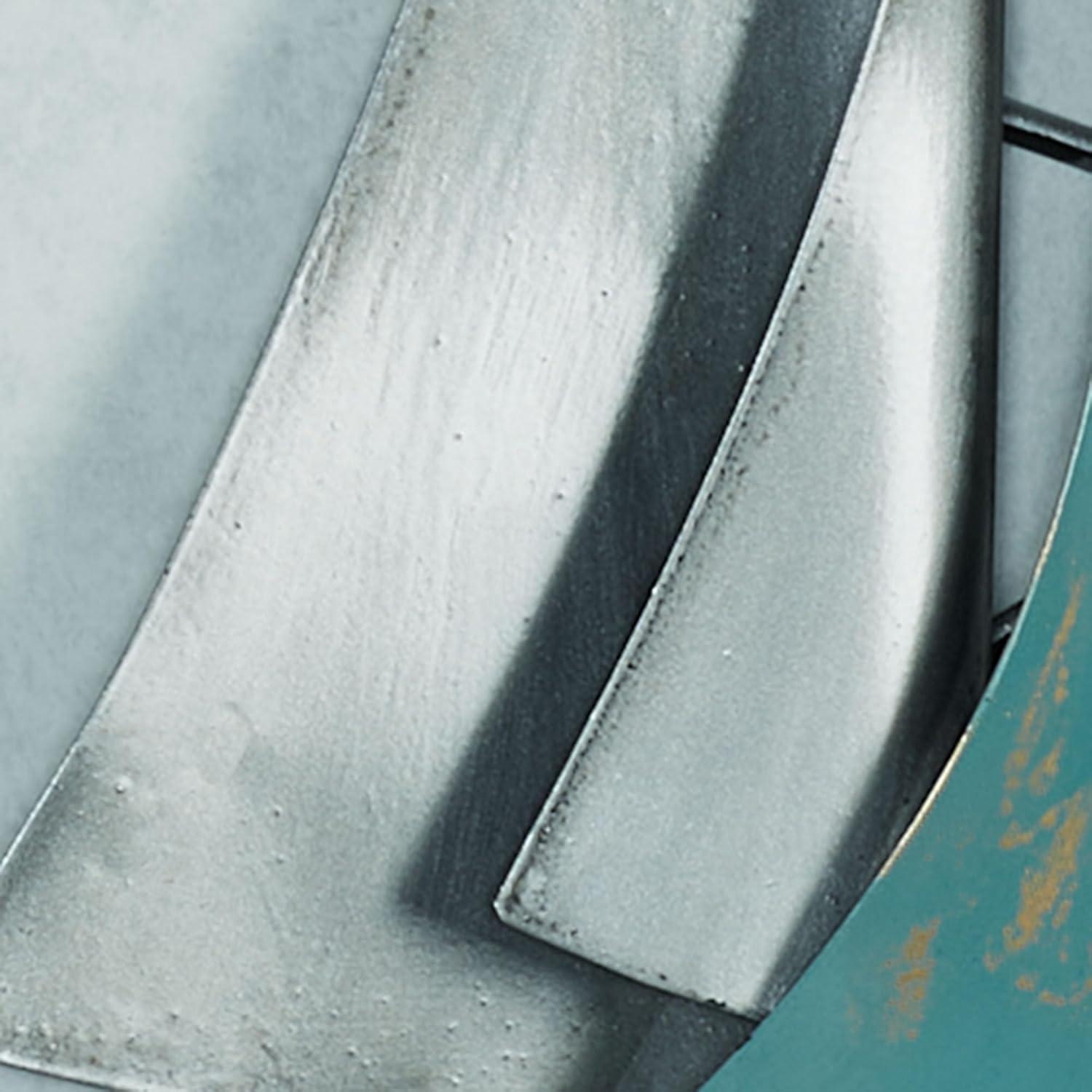 Aqua and Silver Metal Sailboat Wall Sculpture, 34" Tall
