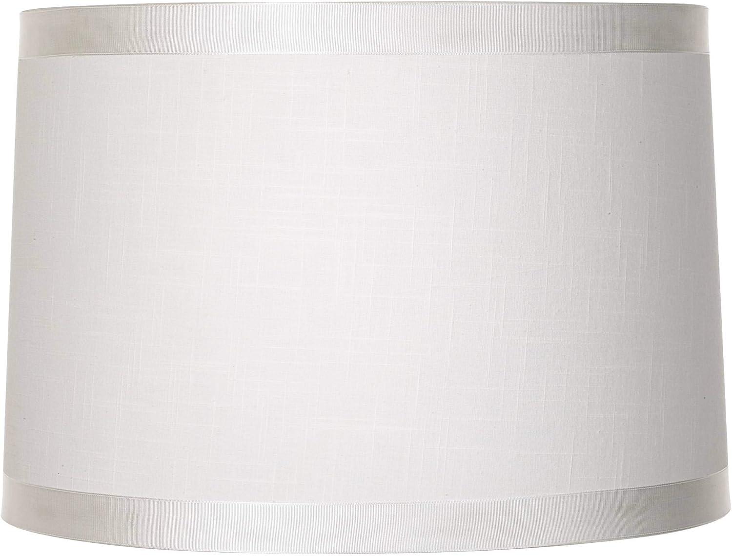 Springcrest White Fabric Medium Drum Lamp Shade 15" Top x 16" Bottom x 11" High (Spider) Replacement with Harp and Finial