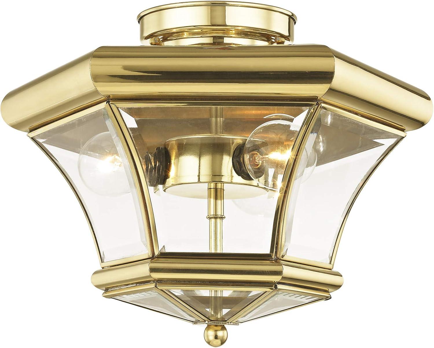 Beacon Hill Polished Brass 3-Light Ceiling Mount with Clear Beveled Glass