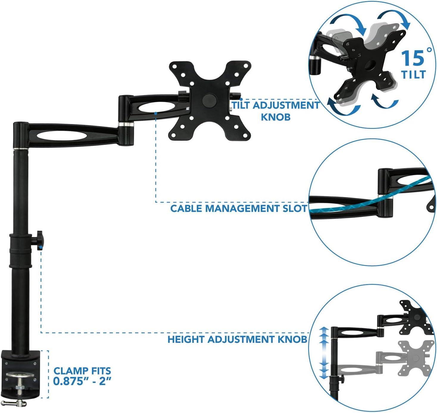 Mount-it Mount-It Full Motion Height Adjustable Single Monitor Arm Mount | Fits 13 - 30 in. Computer Screens