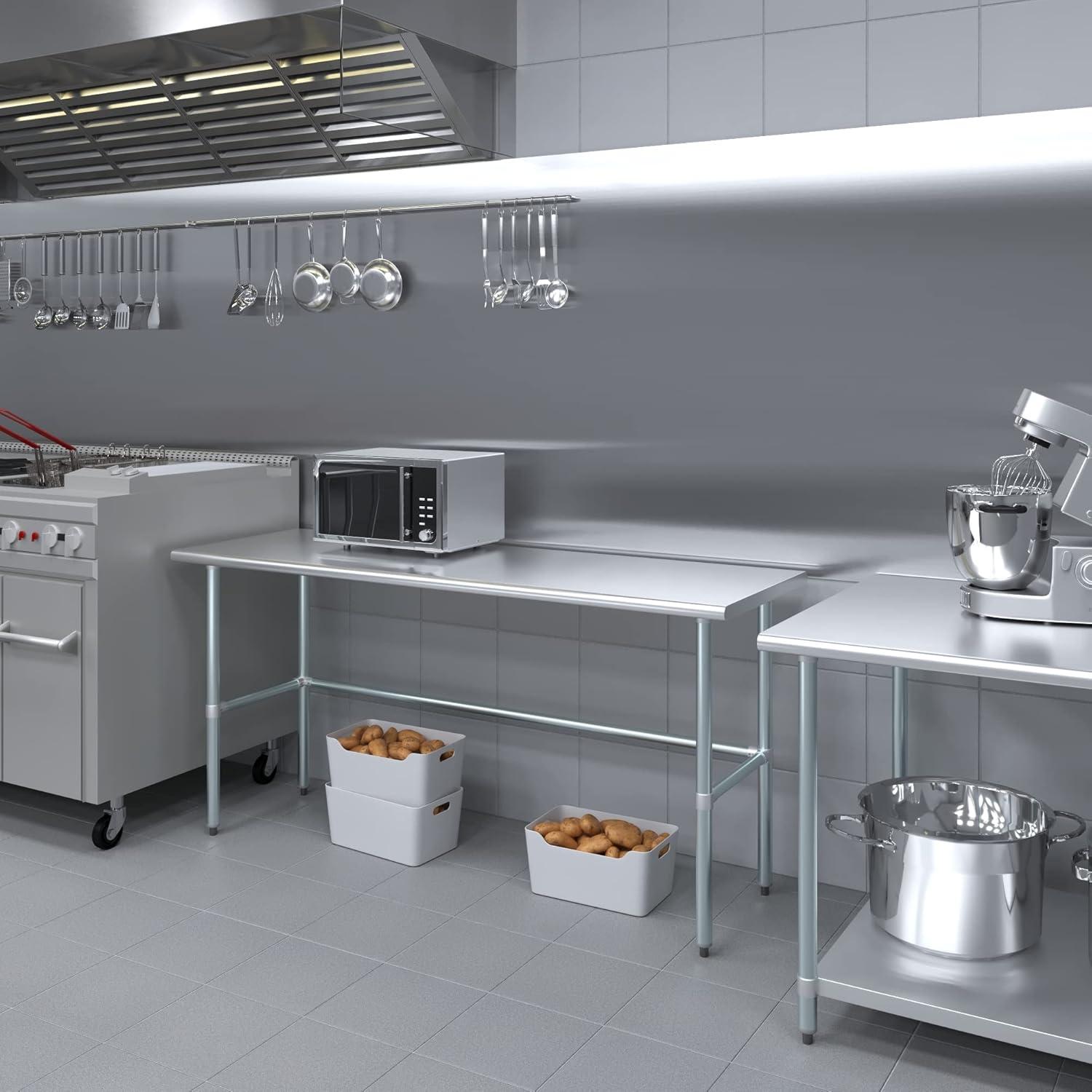 Amgood Stainless Steel Open Base Work Table