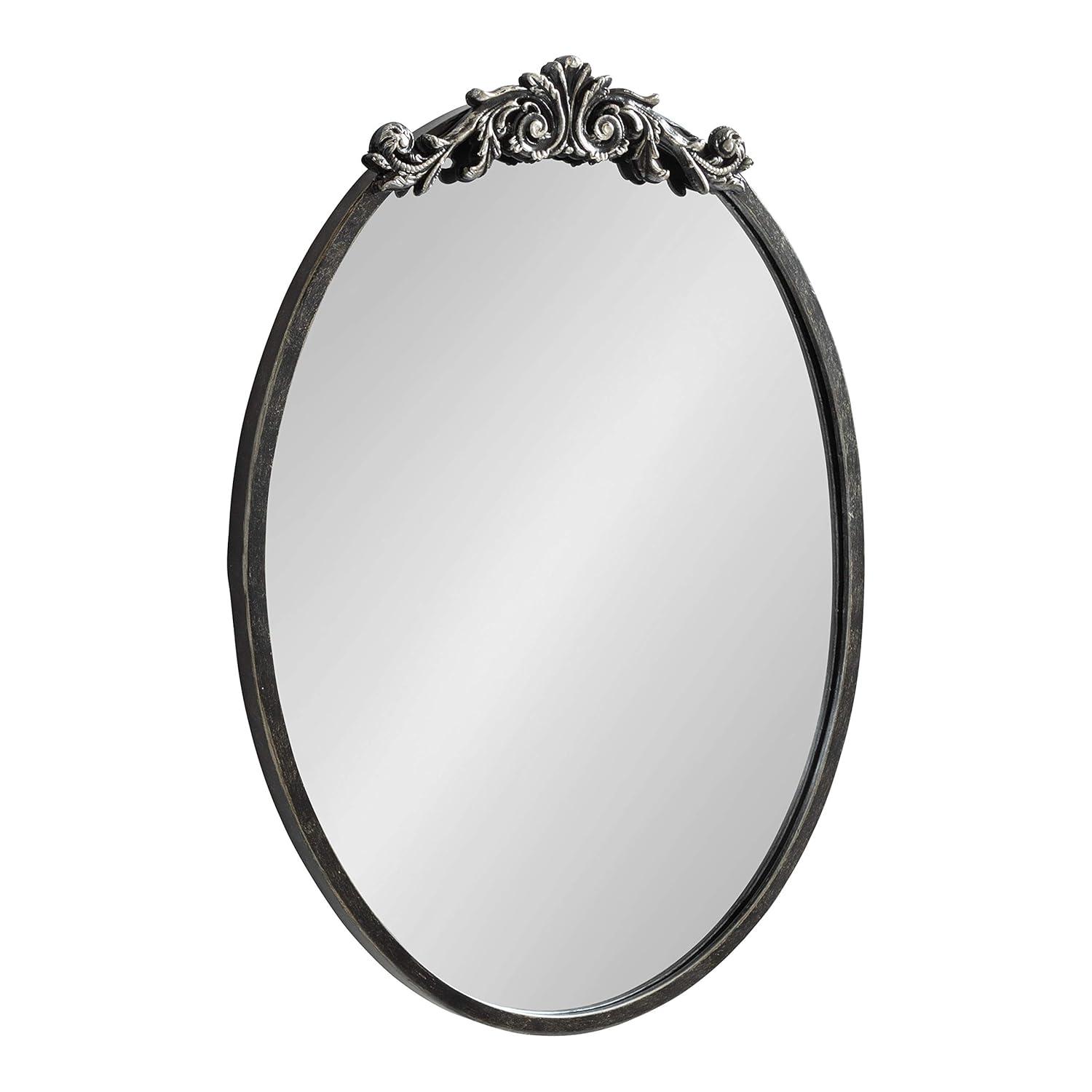 Kate & Laurel All Things Decor 18"x24" Arendahl Traditional Vertical Oval Wall Mirror: Ornate, Baroque-Inspired Design