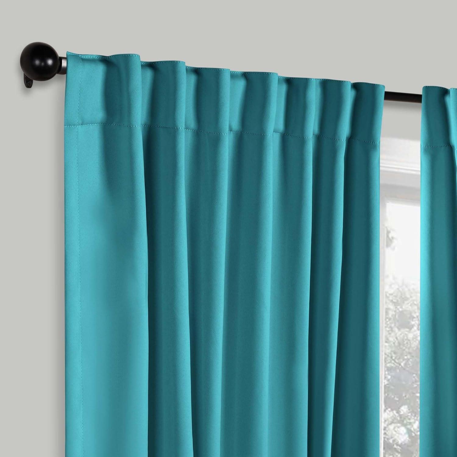 Aqua Polyester Blackout Back Tab Curtains 52" x 72"