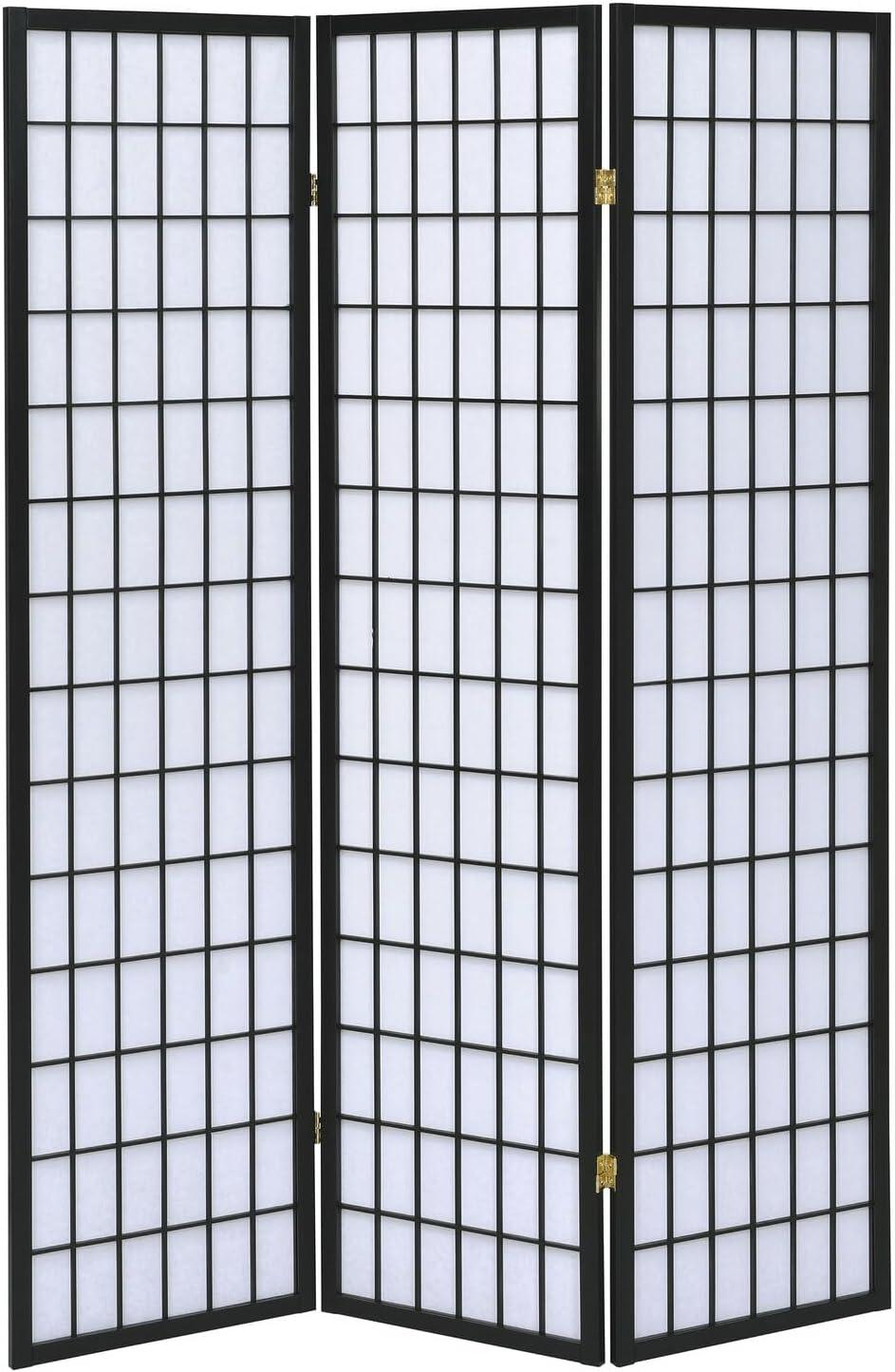 3-Panel Room Divider, Black, 70" x 6" x 50"