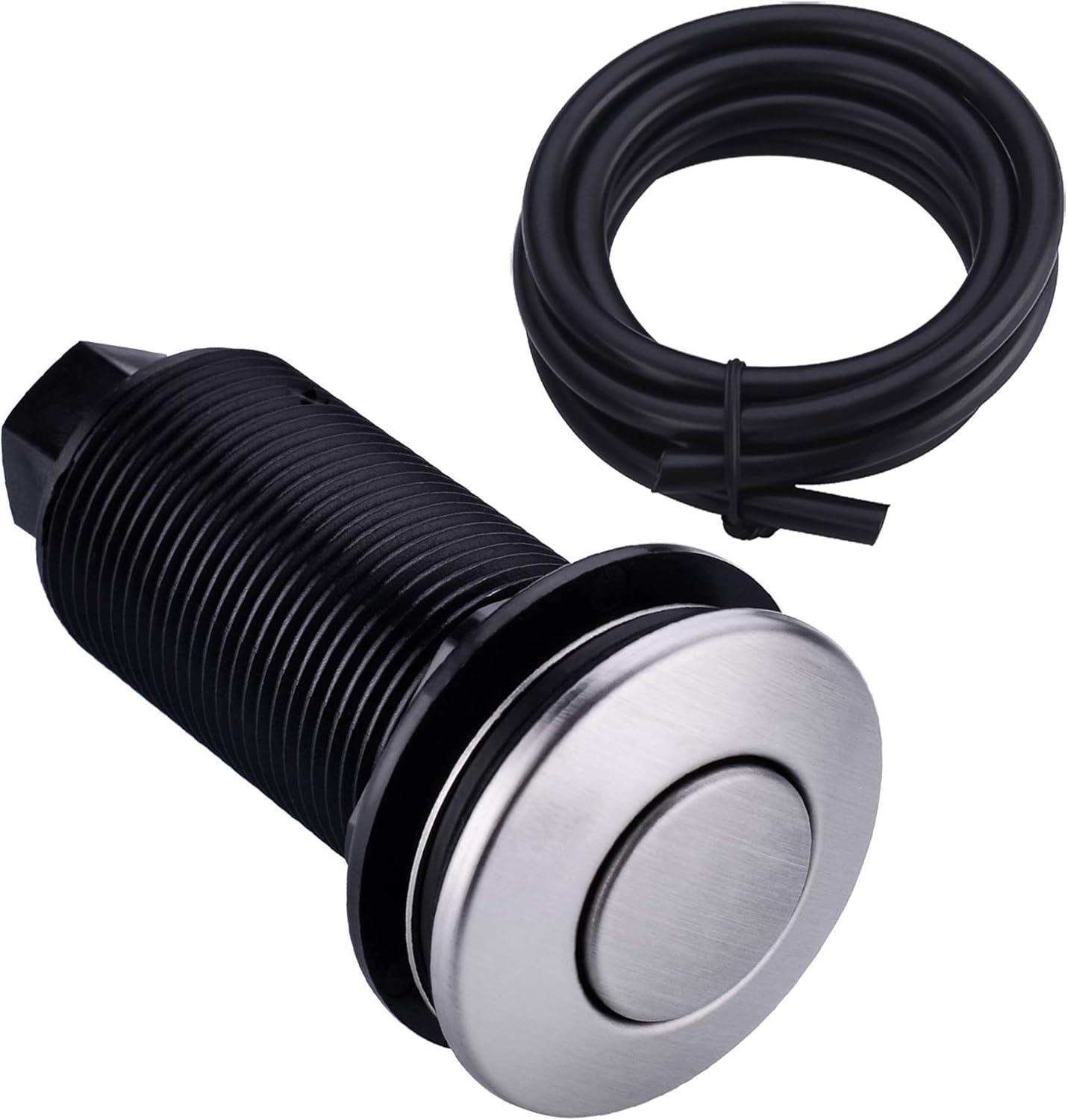 Air Activated Switch Button, Sink Top Stainless Steel Polished Push Airbutton for Food Waste Garbage Disposal Part (LONG, 2.5 Inch)