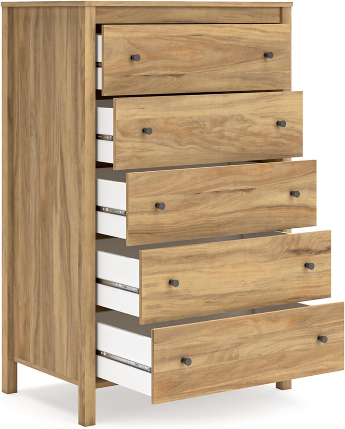 Signature Design by Ashley Bermacy 5 Drawer Tall Dresser, Light Brown