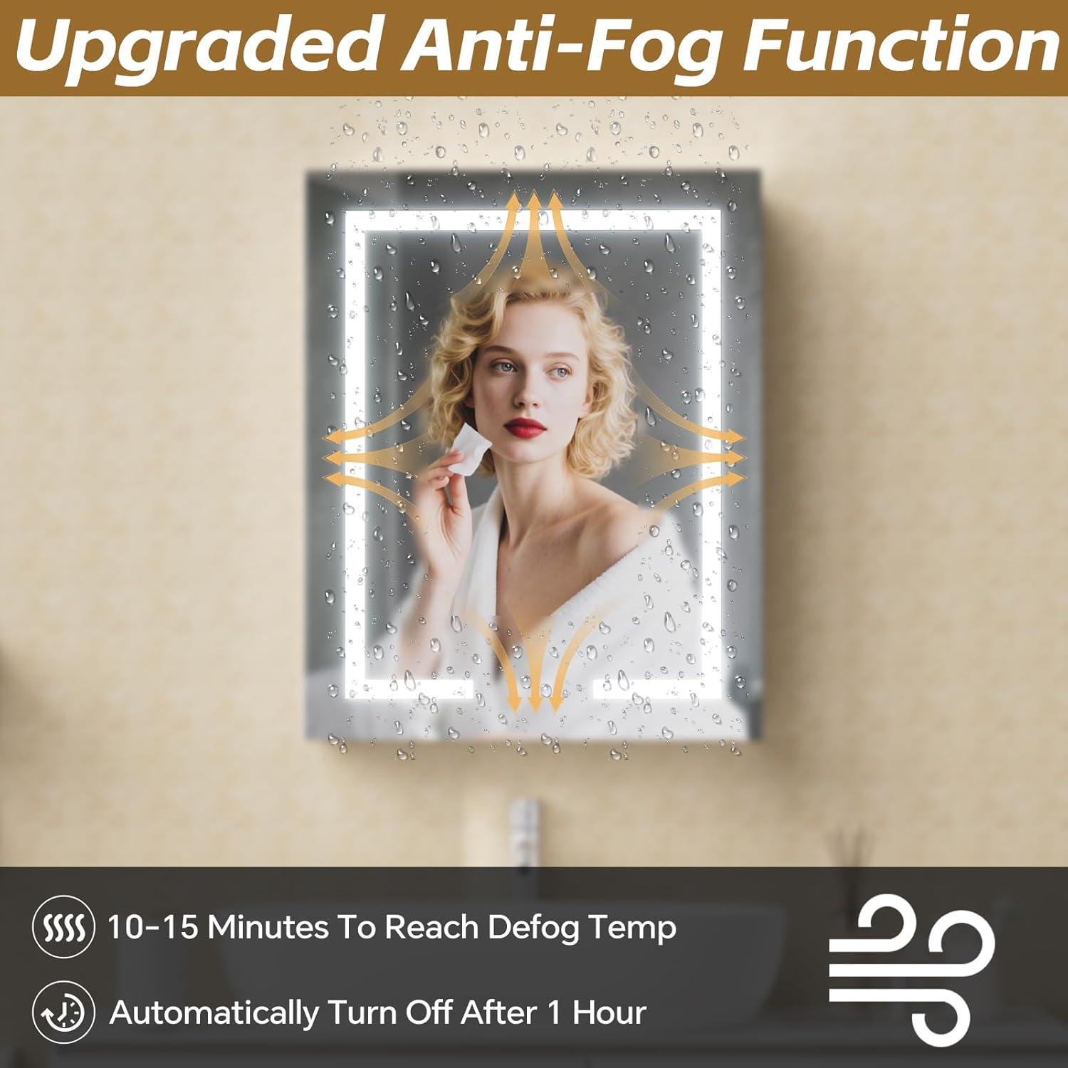 Ebern Designs Christhilde Medicine Cabinet with LED Mirror for Bathroom, Defog, Stepless Dimming, 3 Color Change, 2 Outlets, 2USB & Reviews | Wayfair