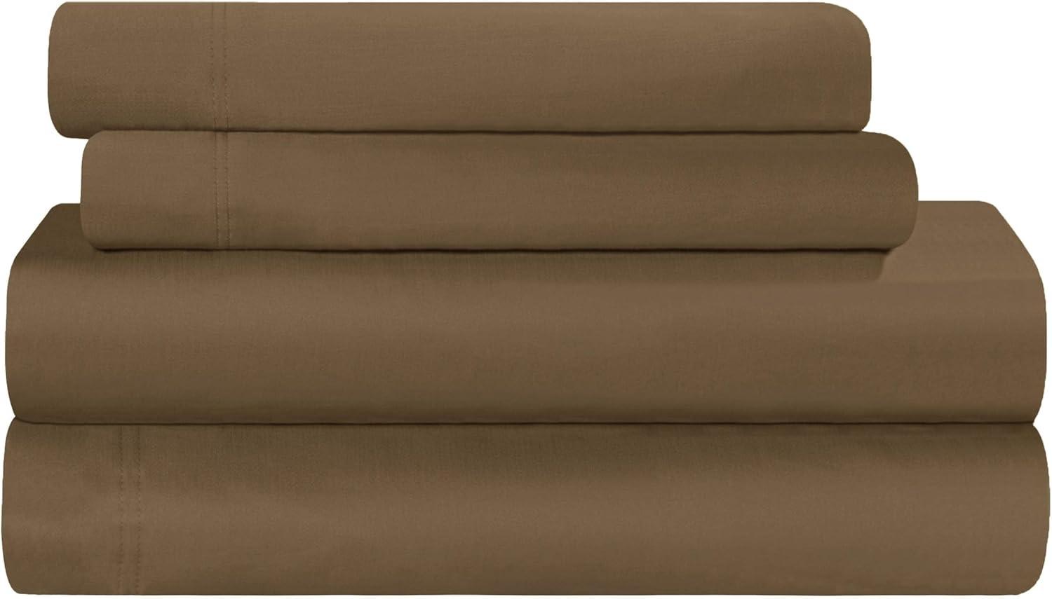 Taupe Twin Organic Bamboo Cotton Deep Pocket Sheet Set