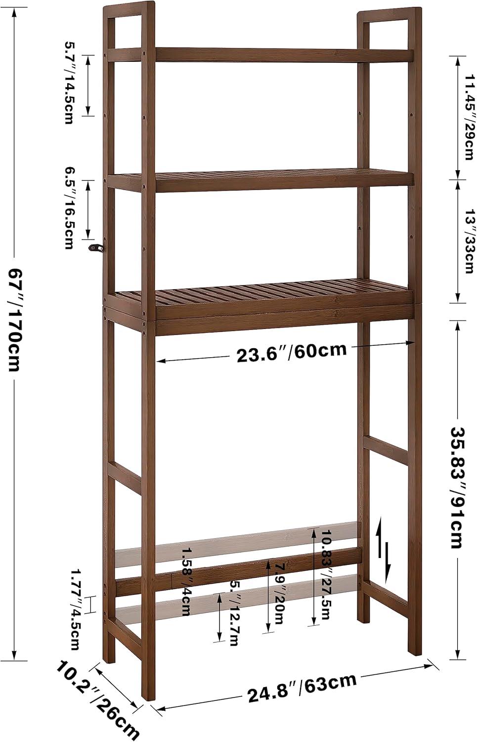 Walnut Bamboo Adjustable Over-the-Toilet Storage Shelf