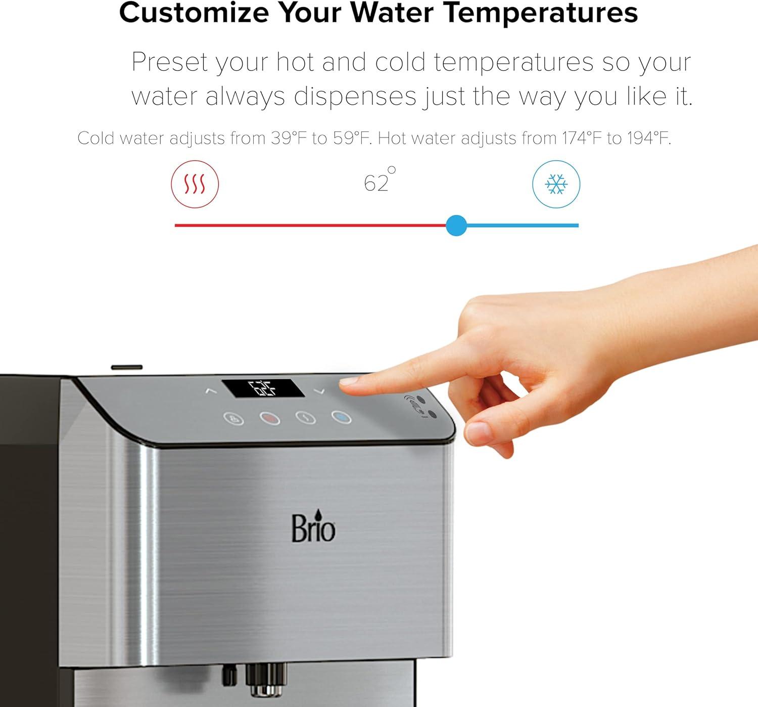 Brio 3-Stage Filtration Water Countertop Dispenser Tri-Temp Digital, Connects to your water line, Height 19.3"