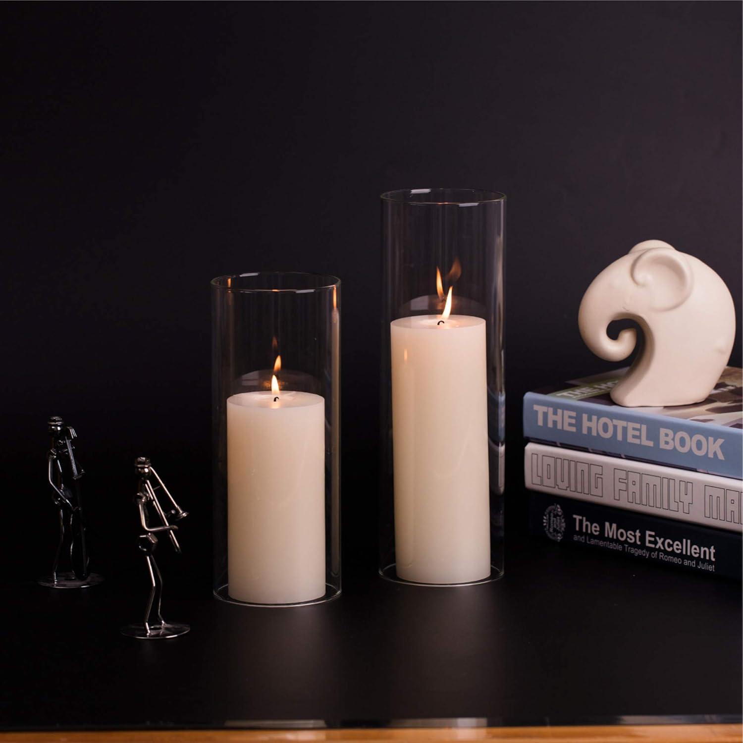 WGV Clear Hurricane Candle Shade Chimney Tube - 5" Wide x 6" Height, Good quality, Heavy Weighted Base - 1 Pc