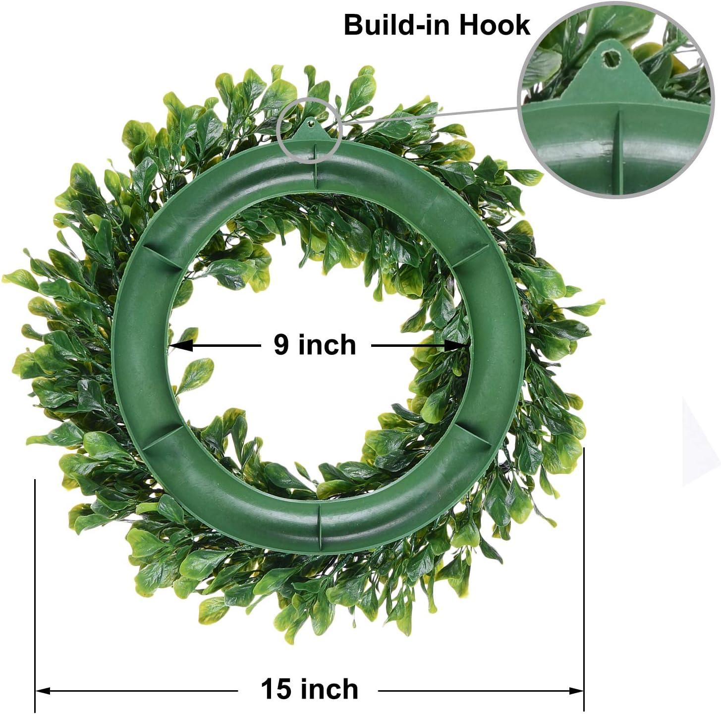 15" Green Artificial Boxwood Wreath for Front Door