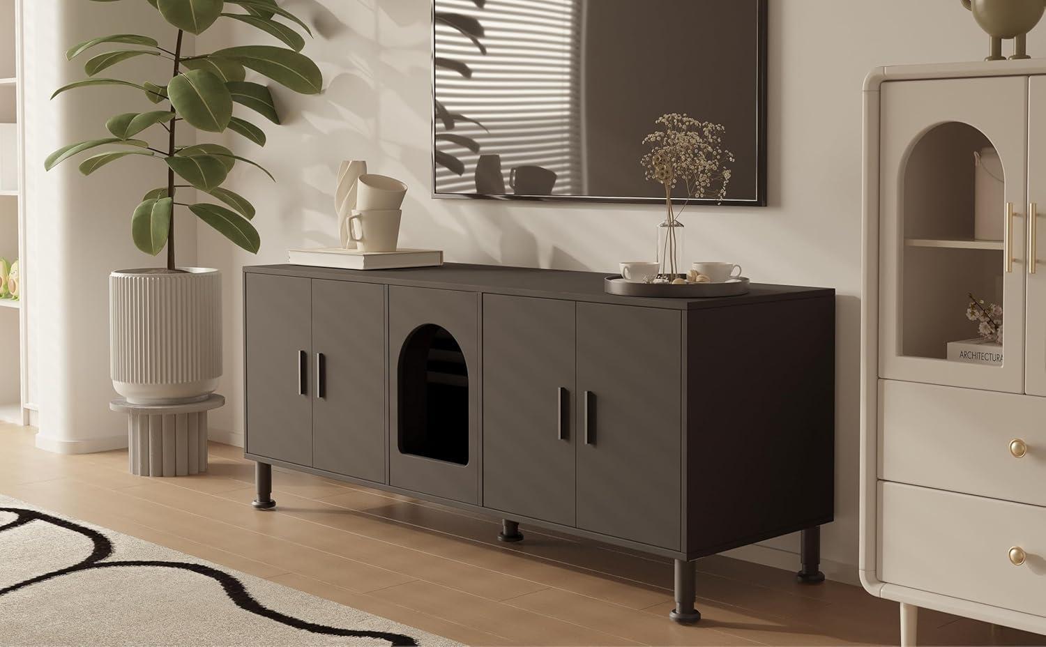 Tucker Murphy Pet™ Litter Box Enclosure for 2 Cats, Cat Litter Box Enclosure Furniture with Double Room