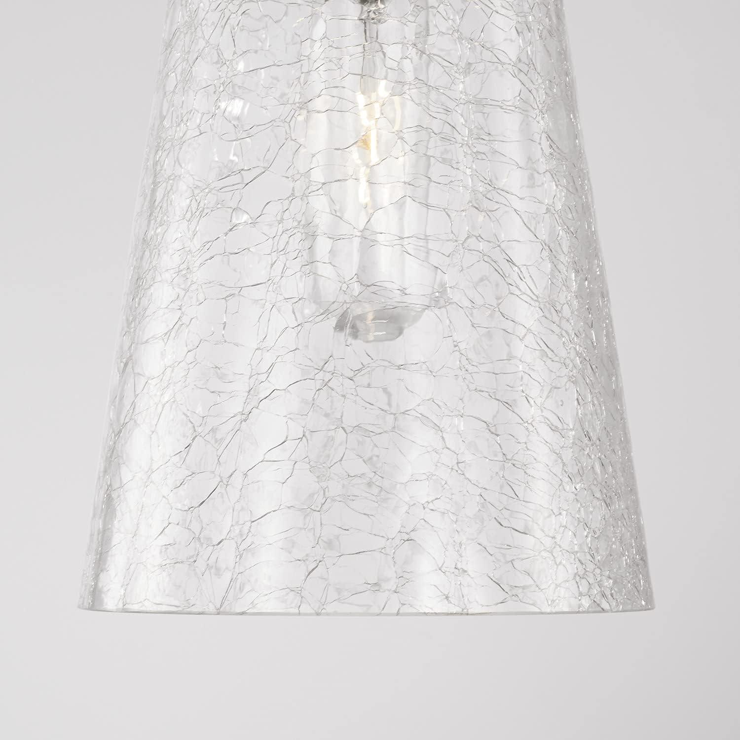 Mila Aged Brass Pendant with Clear Half-Crackle Glass Shade