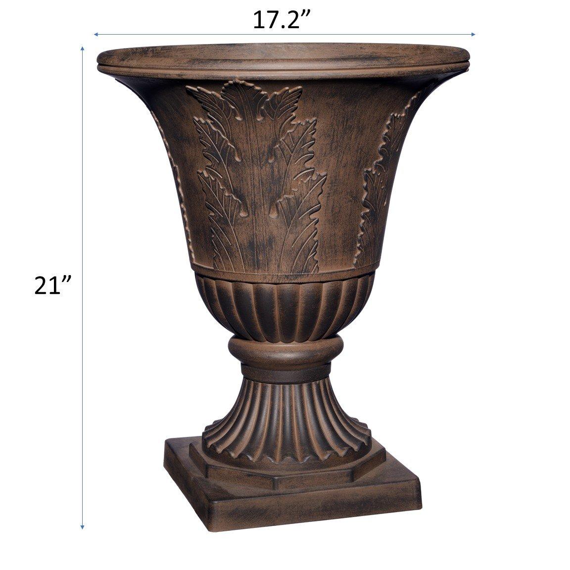 Classic Home & Garden Exquisite Oakmont Resin Urn Planter - Timeless Plant Urn for Floral Displays (21" Onyx)