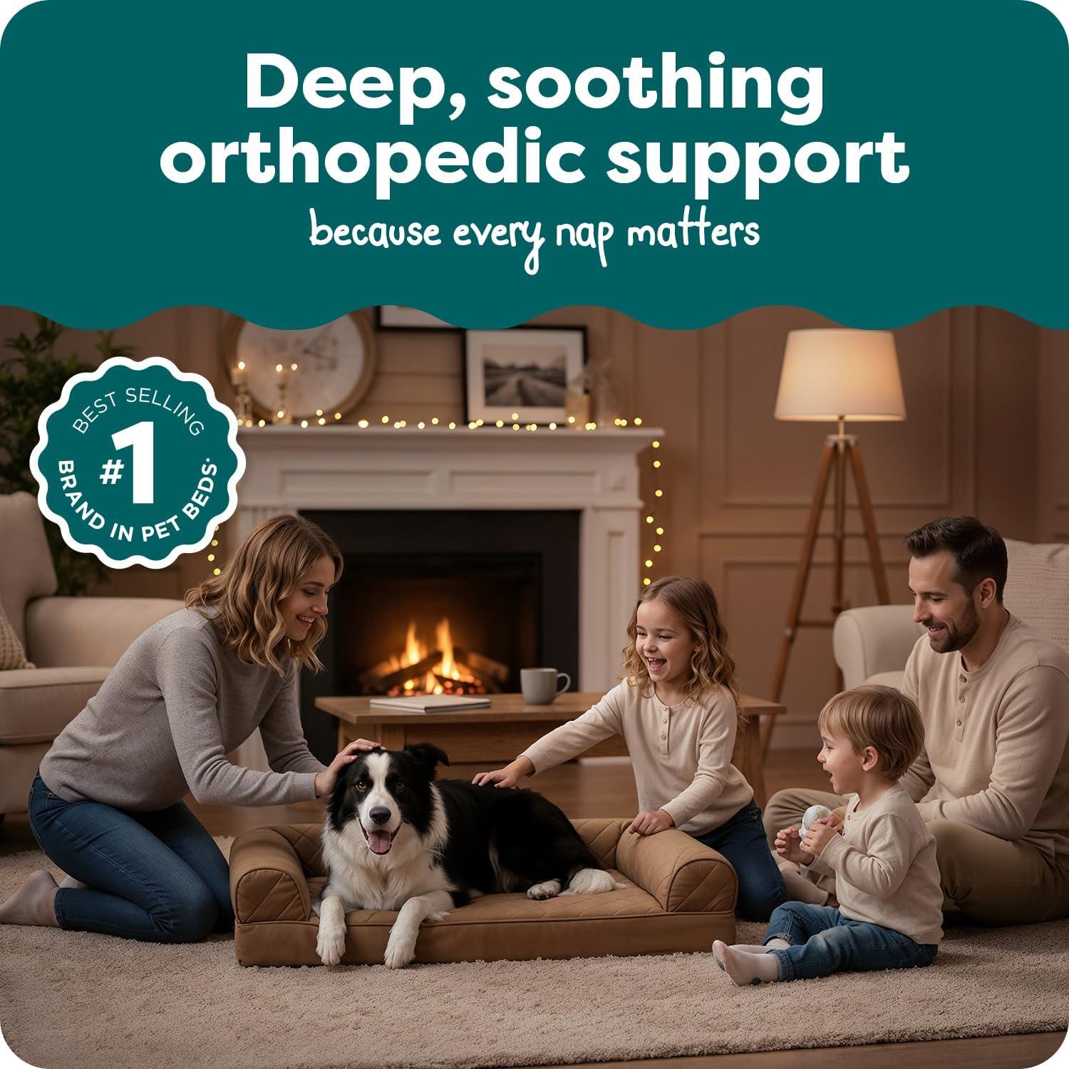 FurHaven Quilted Orthopedic Sofa Dog Bed - Large, Warm Brown