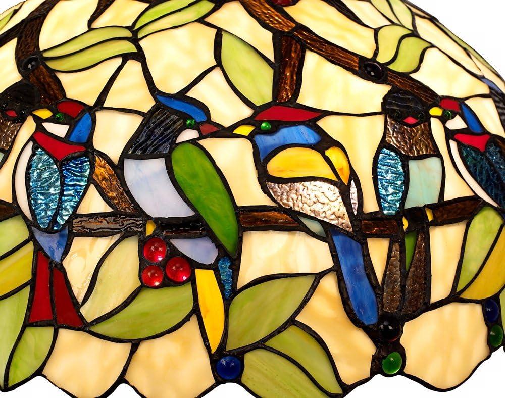 Robert Louis Tiffany Bronze Plug In Swag Pendant Chandelier 20" Wide Mission Garden Birds Stained Glass 3-Light Fixture for Dining Room Kitchen Island