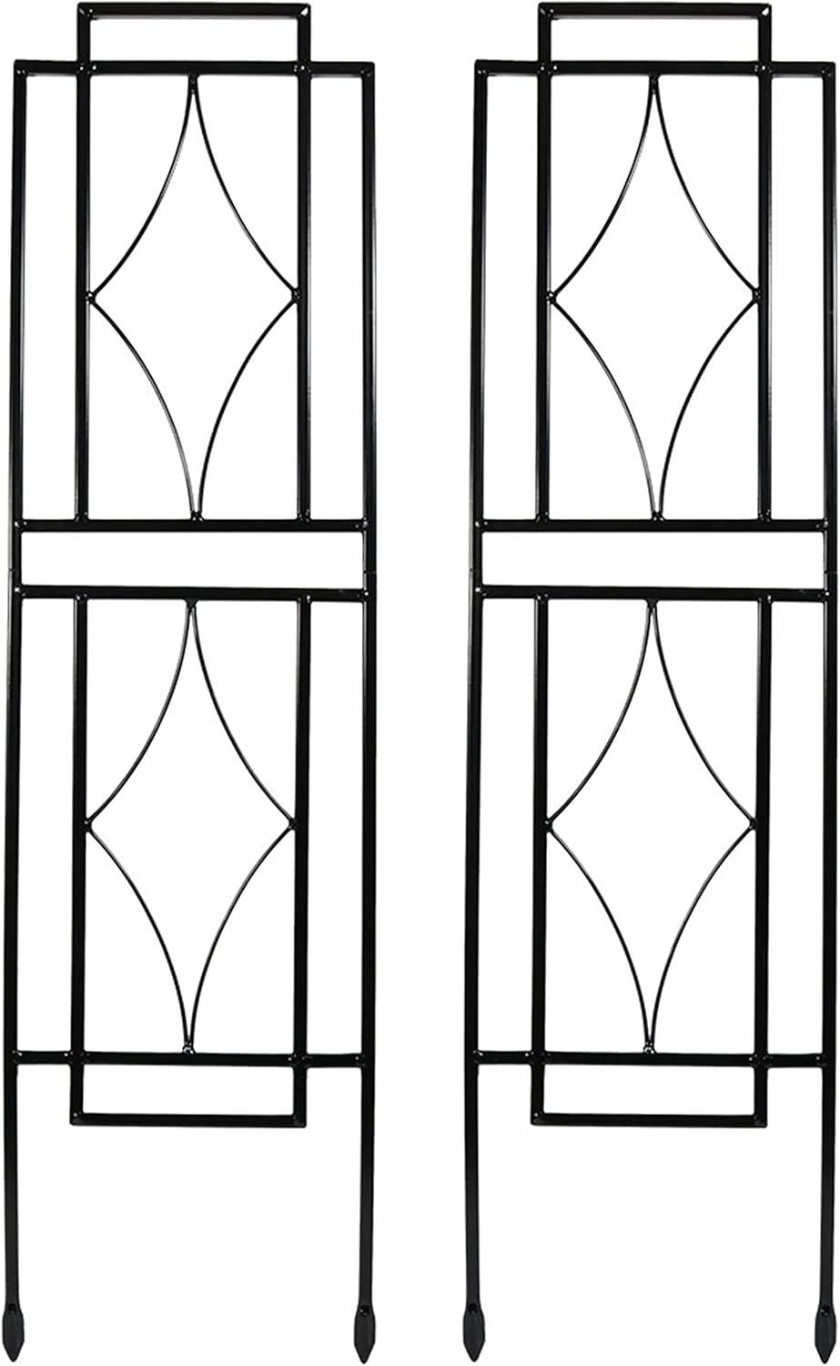 SunnyDaze Decor Contemporary 8" x 30" Black Steel Garden Trellis for Climbing Plants