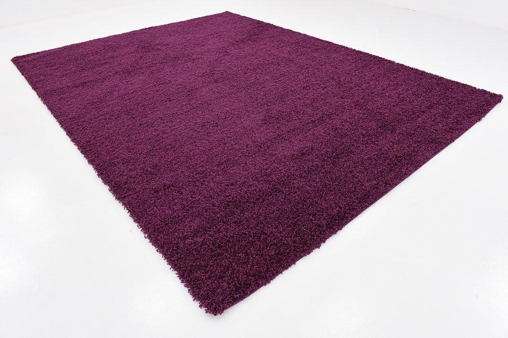 Eggplant Purple Luxe Shag 10'x13' Washable Rectangular Rug