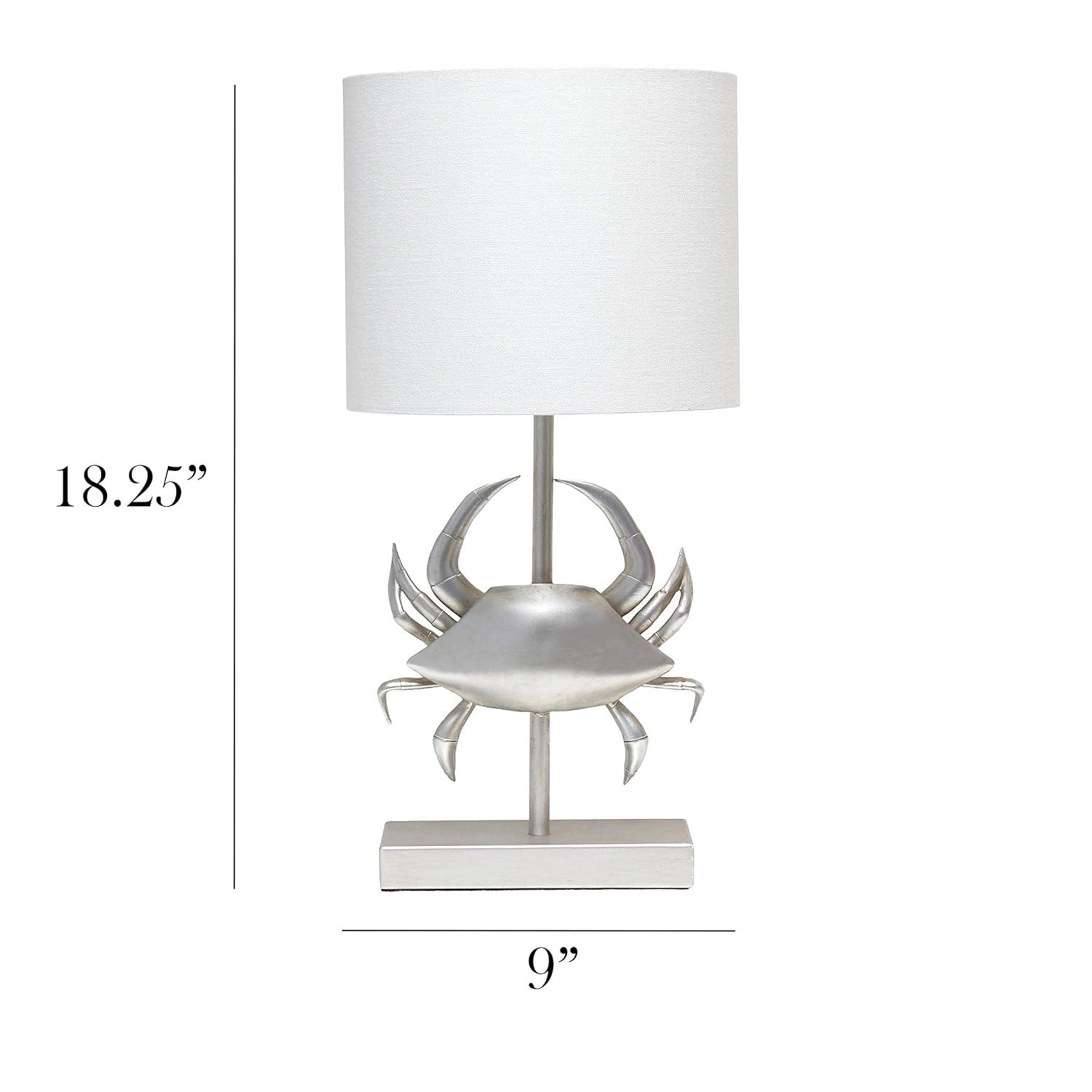 Simple Designs 18.25" Shoreside Tall Coastal Pinching Crab Shaped Bedside Table Desk Lamp White: Nautical Decor, ETL Listed