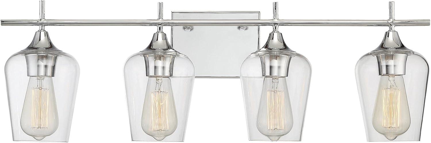 Polished Chrome 4-Light Dimmable Vanity Fixture with Clear Glass Shades