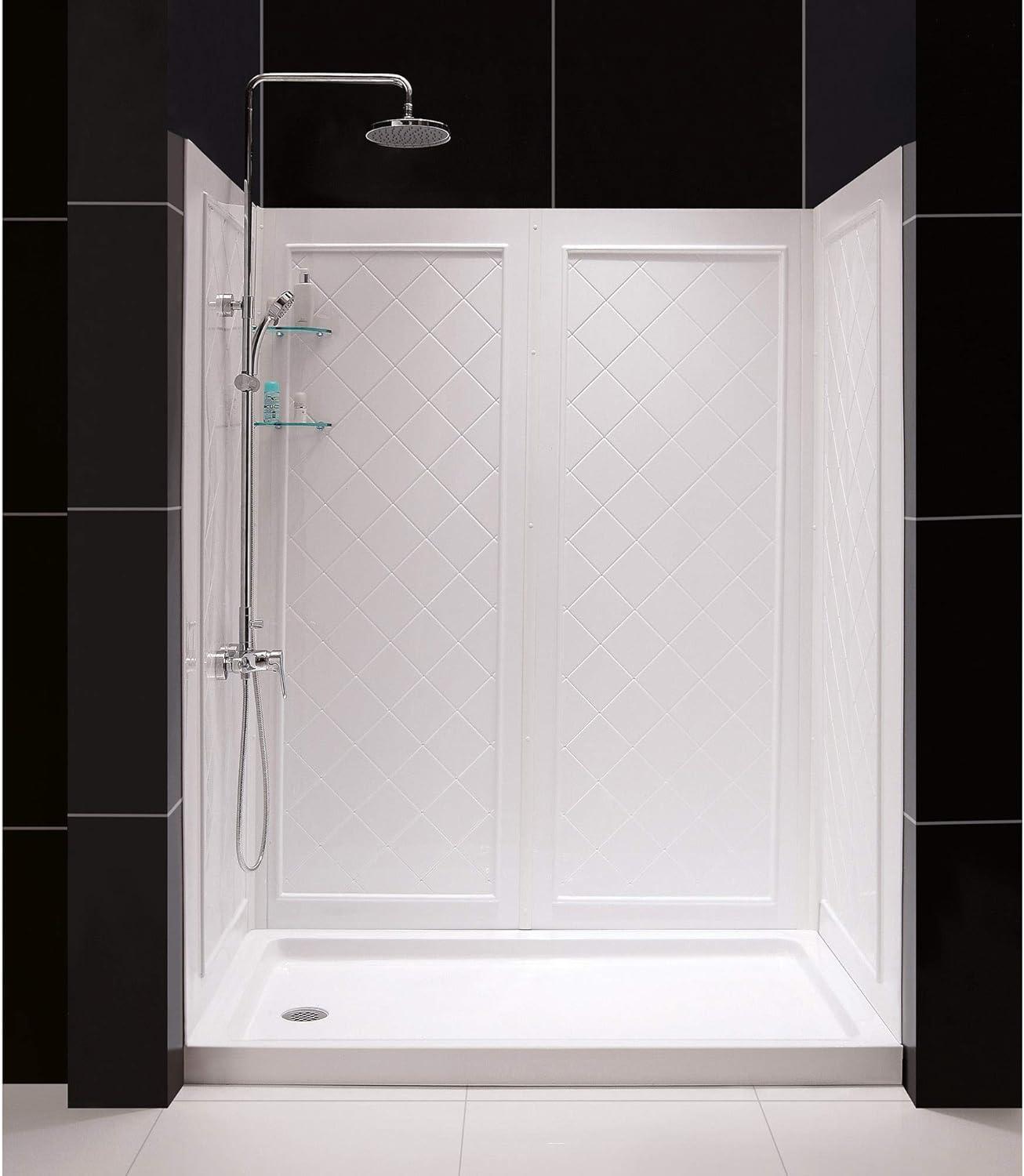 Infinity-Z 60" W x 30" D x 76.75" H Semi-Frameless Rectangle Shower Enclosure with Towel Bar and Base Included