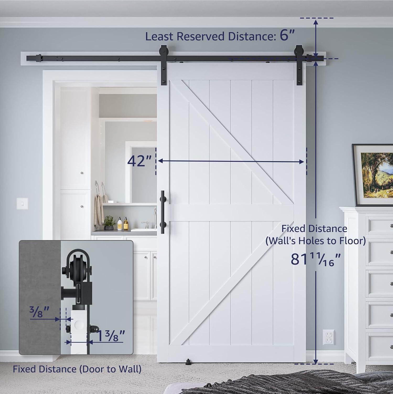LDB_BUILDING Manufactured Paneled Wood Prefinished Barn Door with Installation Hardware Kit