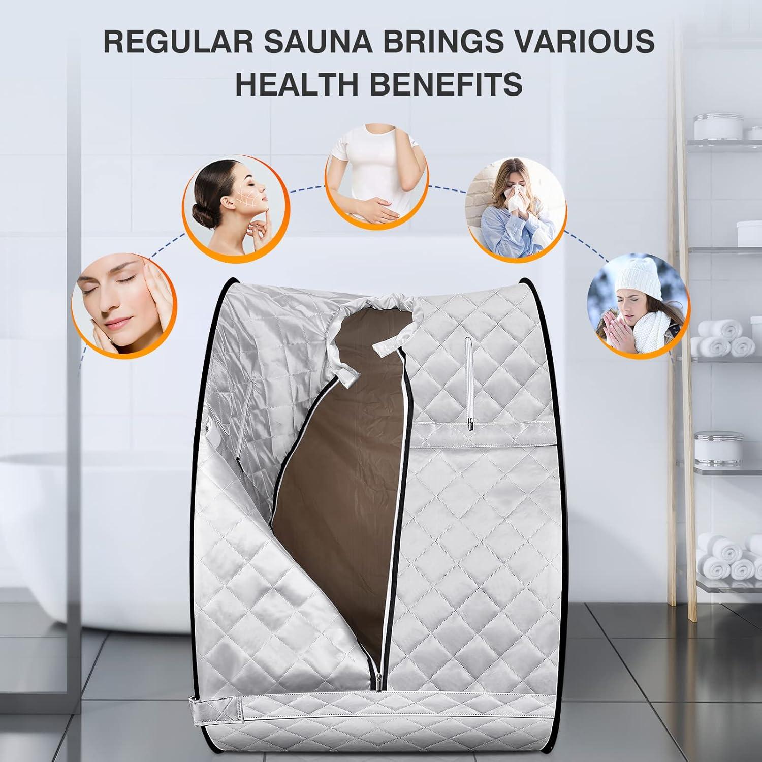 Portable Sauna, Sauna Box for Home, Personal Steam Sauna, Foldable Sauna with 3L, up to 90min,800W Steam Sauna Generator with Safety Protection, Remote Control & Portable Chair, UL Certified