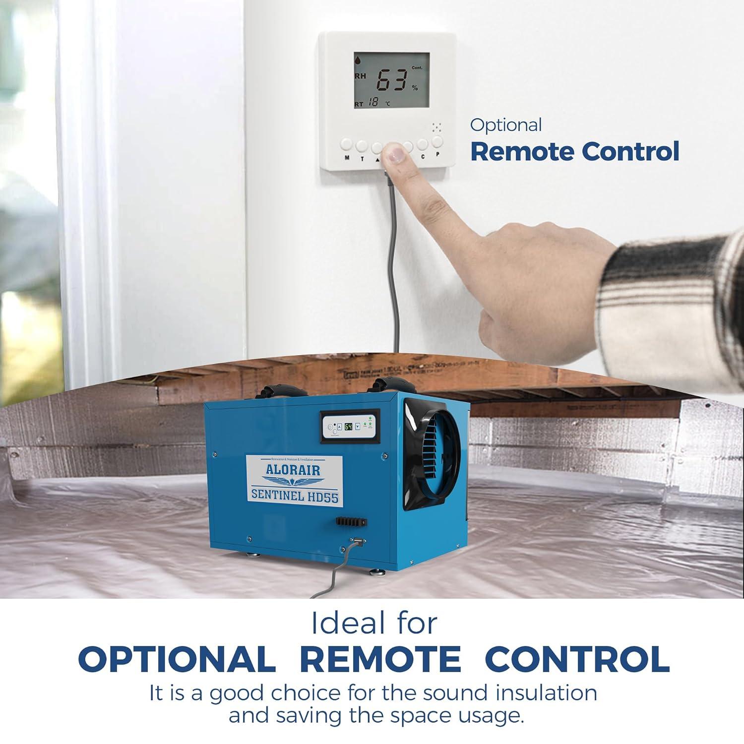 Alorair Sentinal Hd55 113 pt Dehumidifier in Blue - Automatic Shut Off, Adjustable Humistat,with Drain Hose for Crawl Spaces