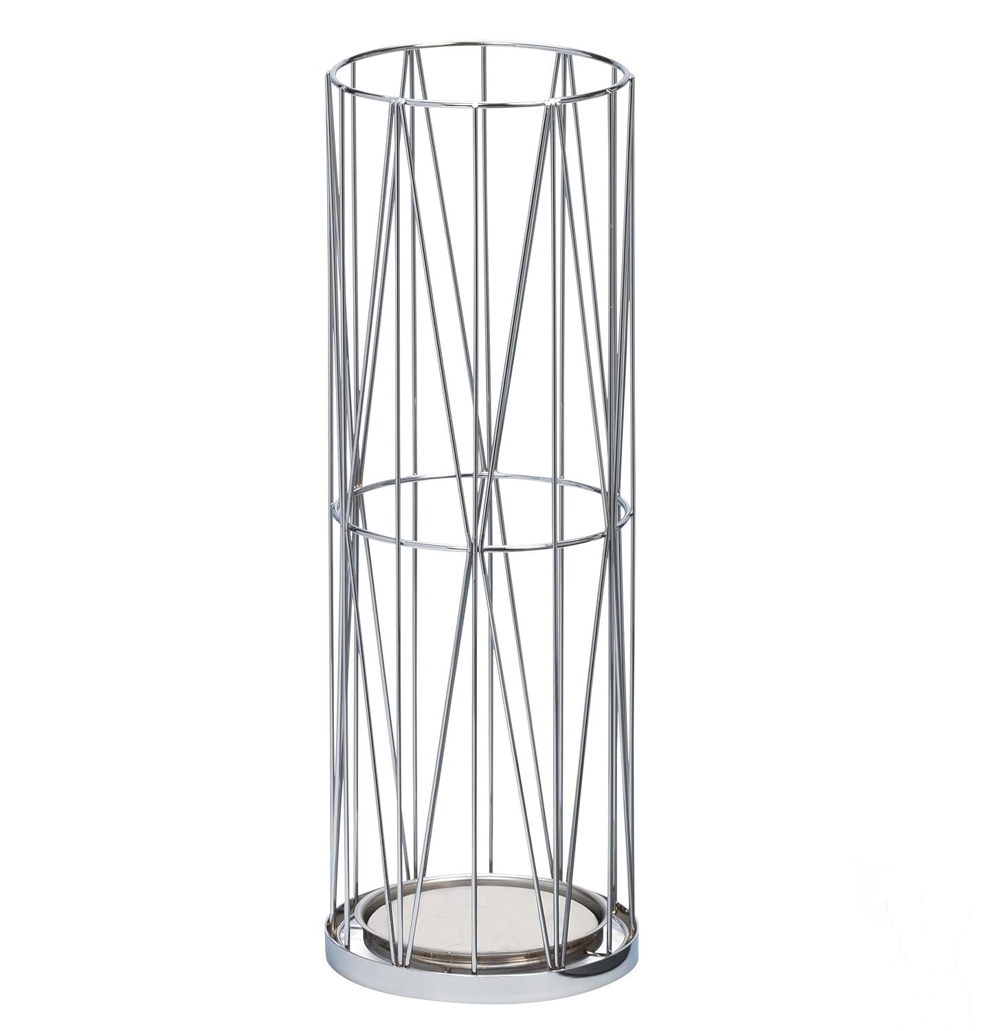 Mango Steam Pluvian Soakstone Metal Umbrella Holder For Living Room or Entryway, Silver