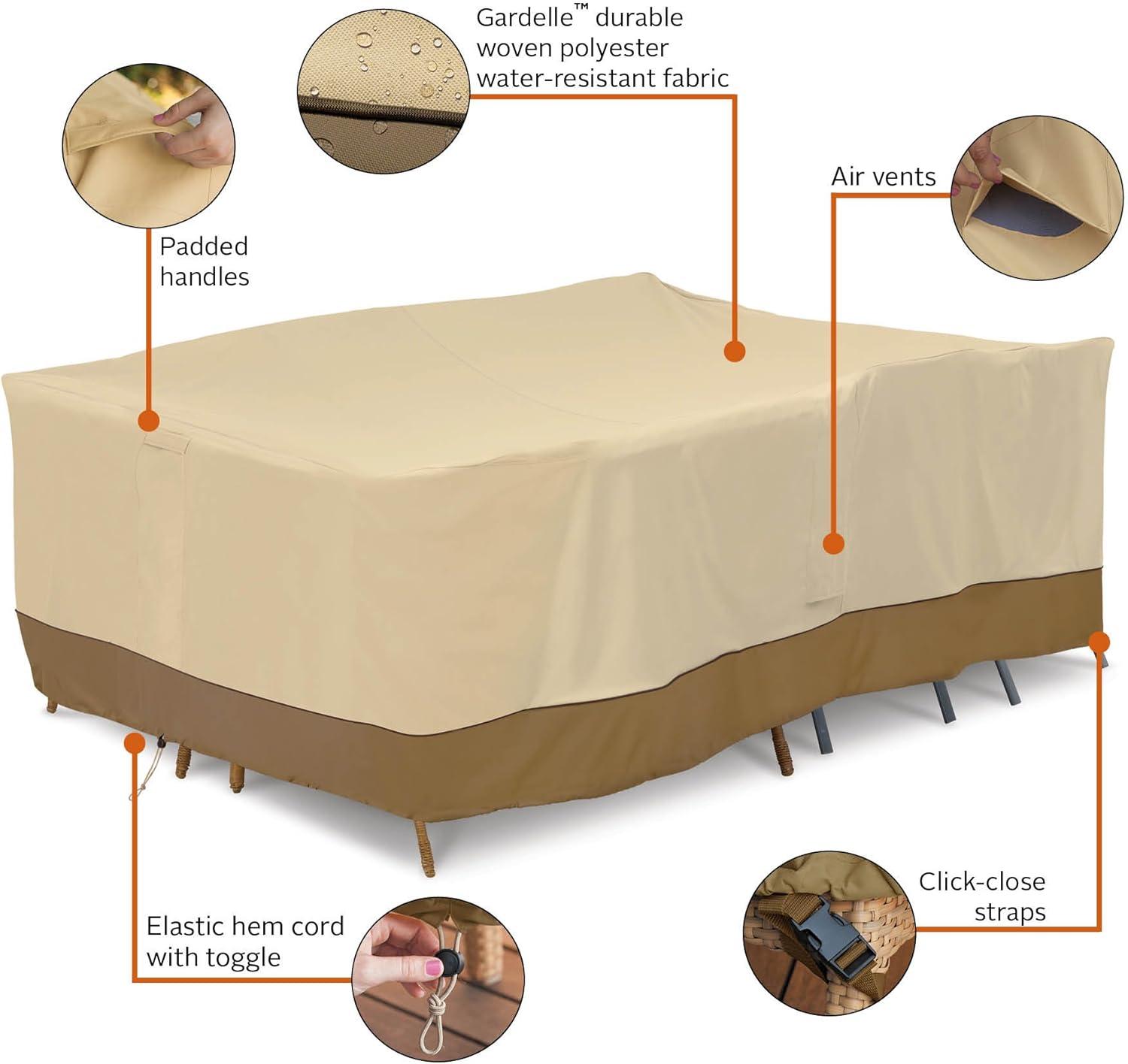 Extra Large Beige and Brown Water-Resistant Patio Furniture Cover