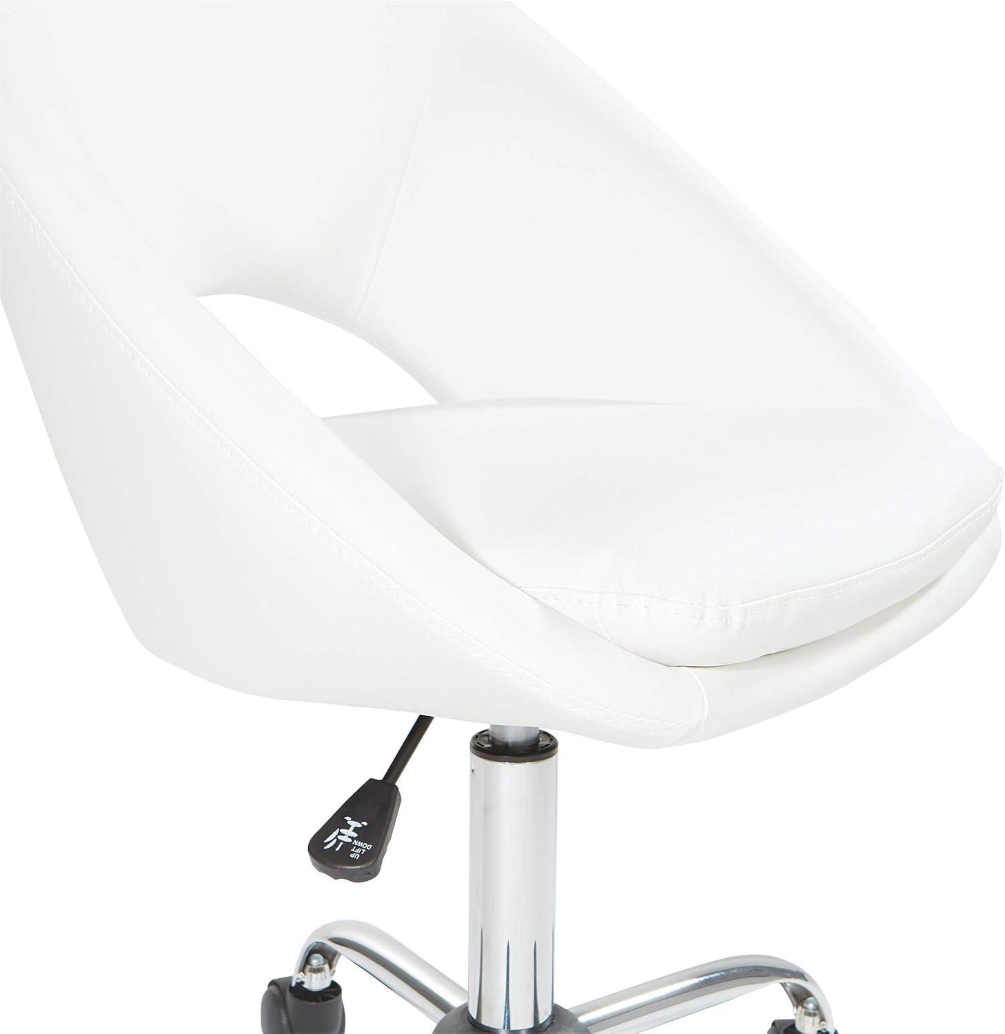 White Leather Adjustable Modern Swivel Office Chair