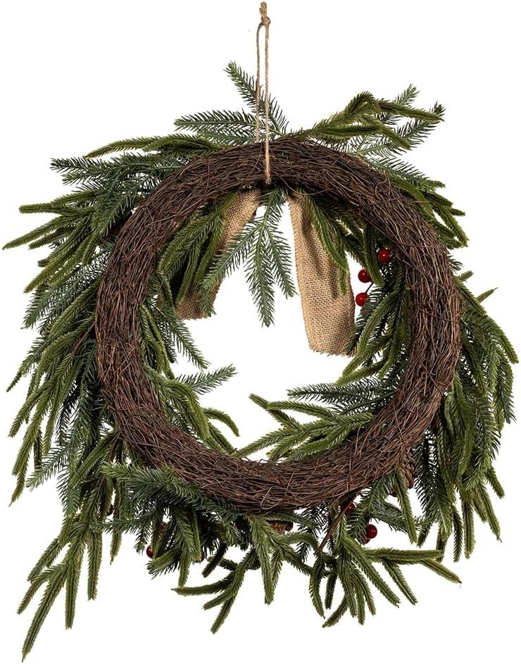 Kurt Adler 24-Inch Unlit Berries and Pinecone Rattan Wreath