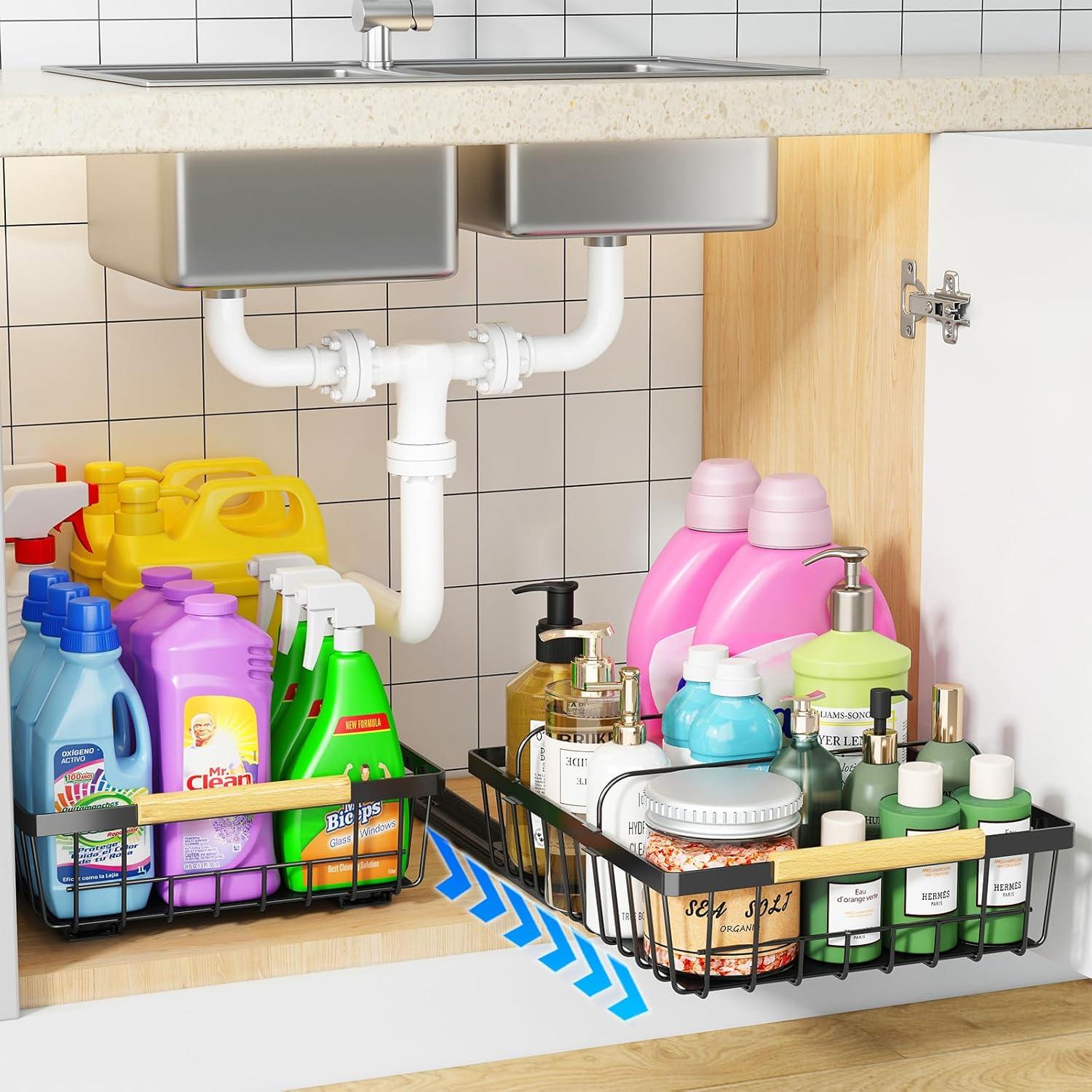 Black Metal 2-Pack Pull-Out Under Sink Organizer