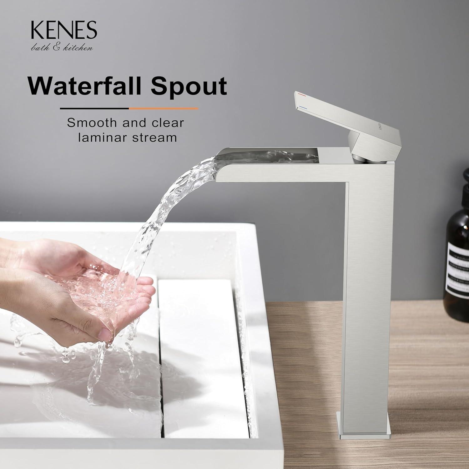 Matte Black Stainless Steel Tall Waterfall Bathroom Faucet