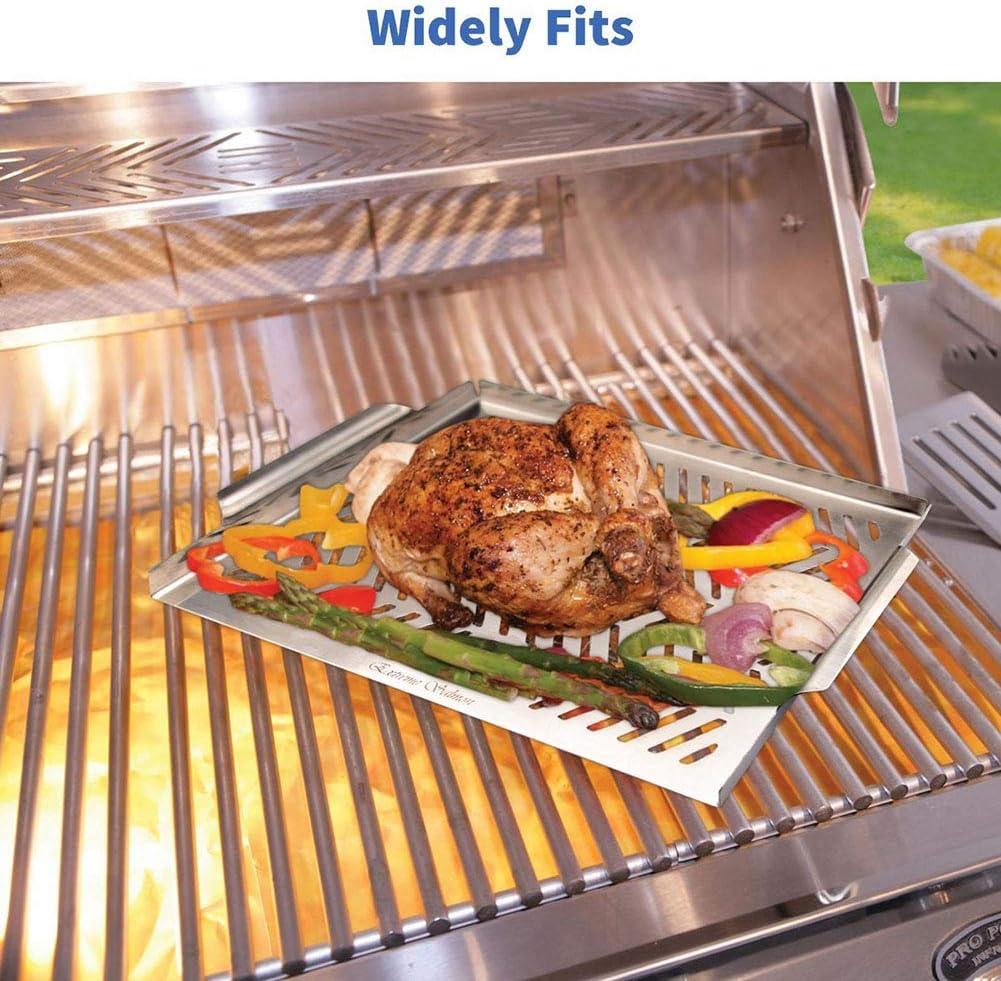 Rectangular Stainless Steel BBQ Grill Pan with Handles