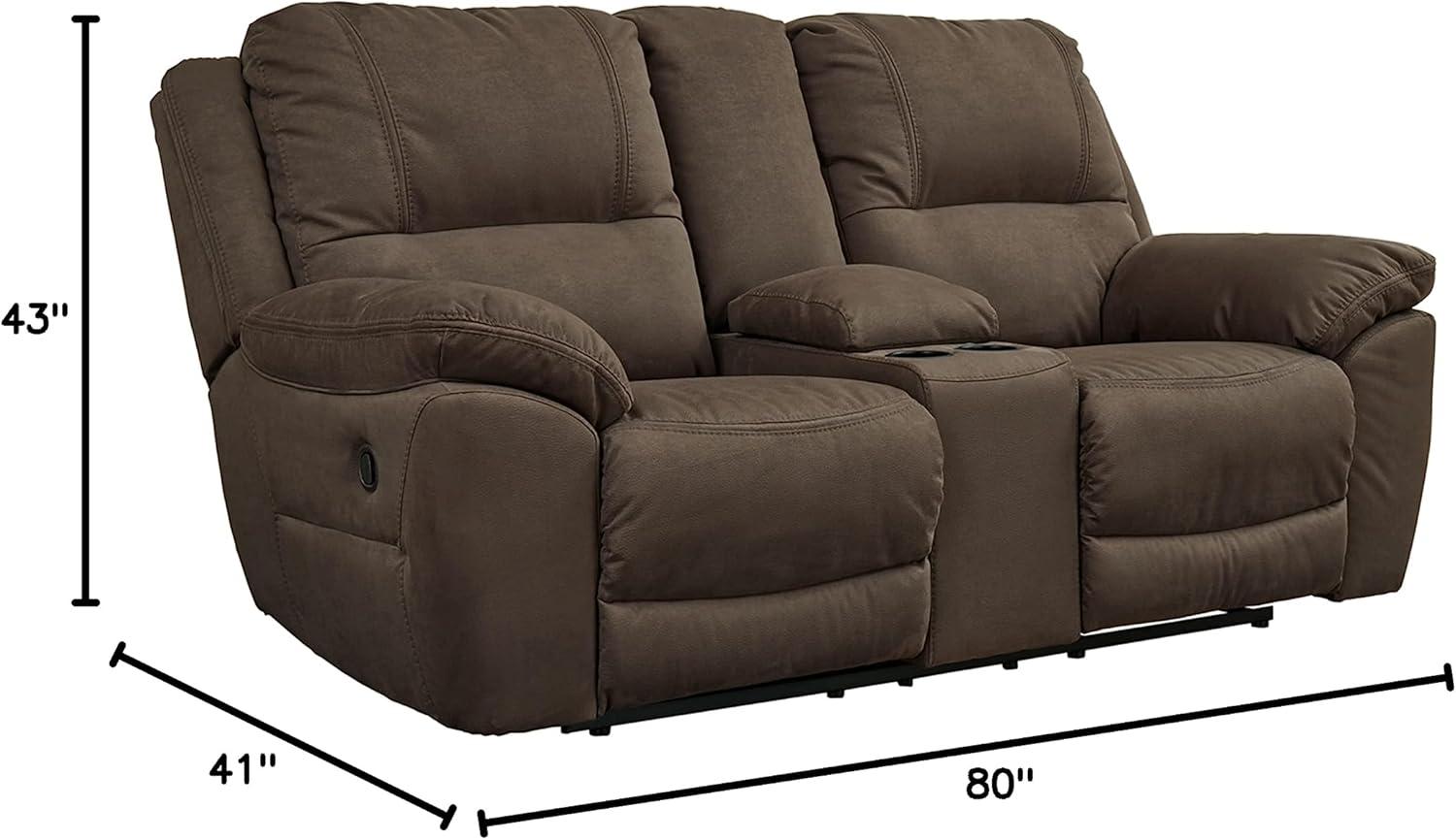 Espresso Faux Leather Tufted Reclining Loveseat with Cup Holder