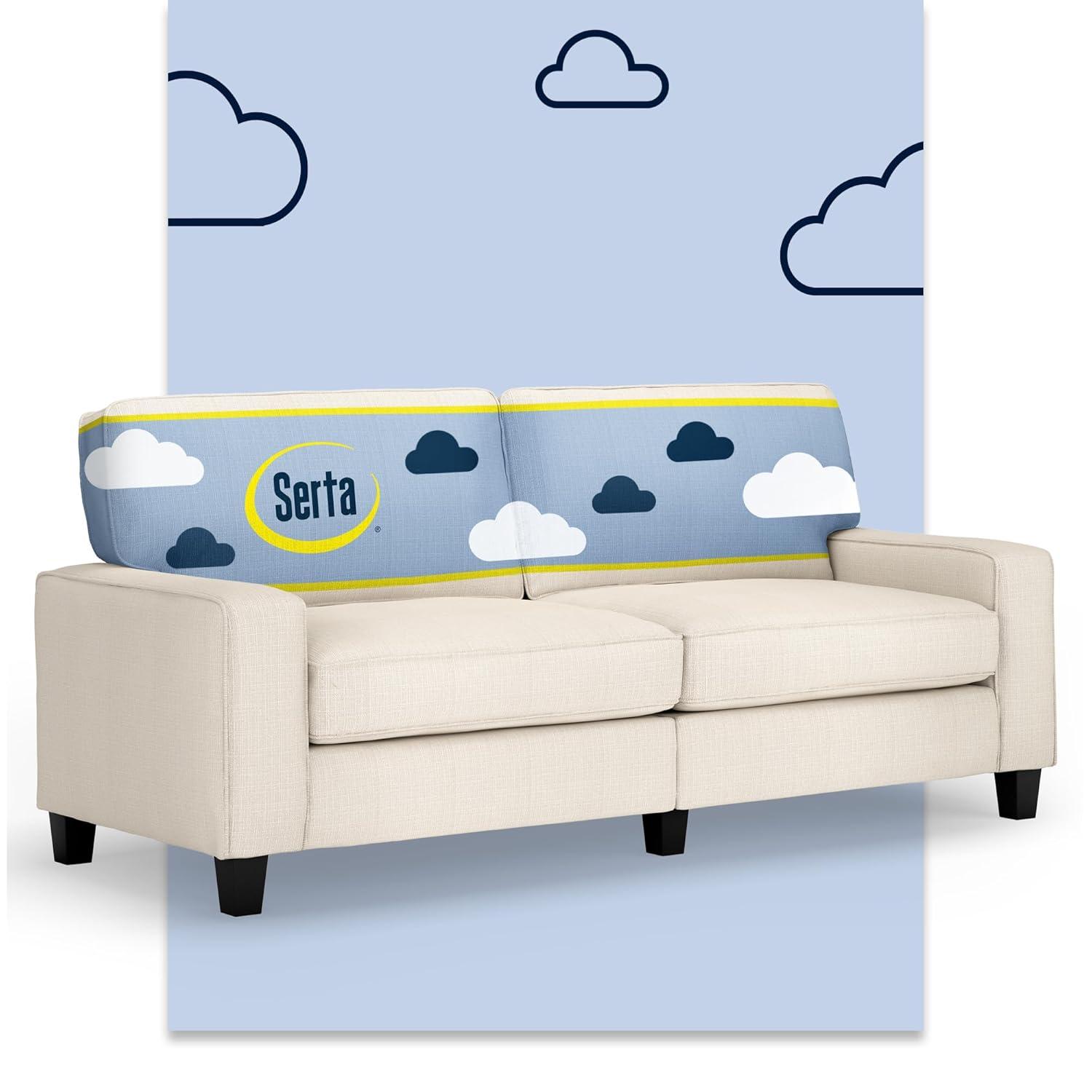 Serta Palisades 78" Track Arm Sofa, Easy Care Fabric, Soft Pillow Back, Pocket Coil Seat Cushions