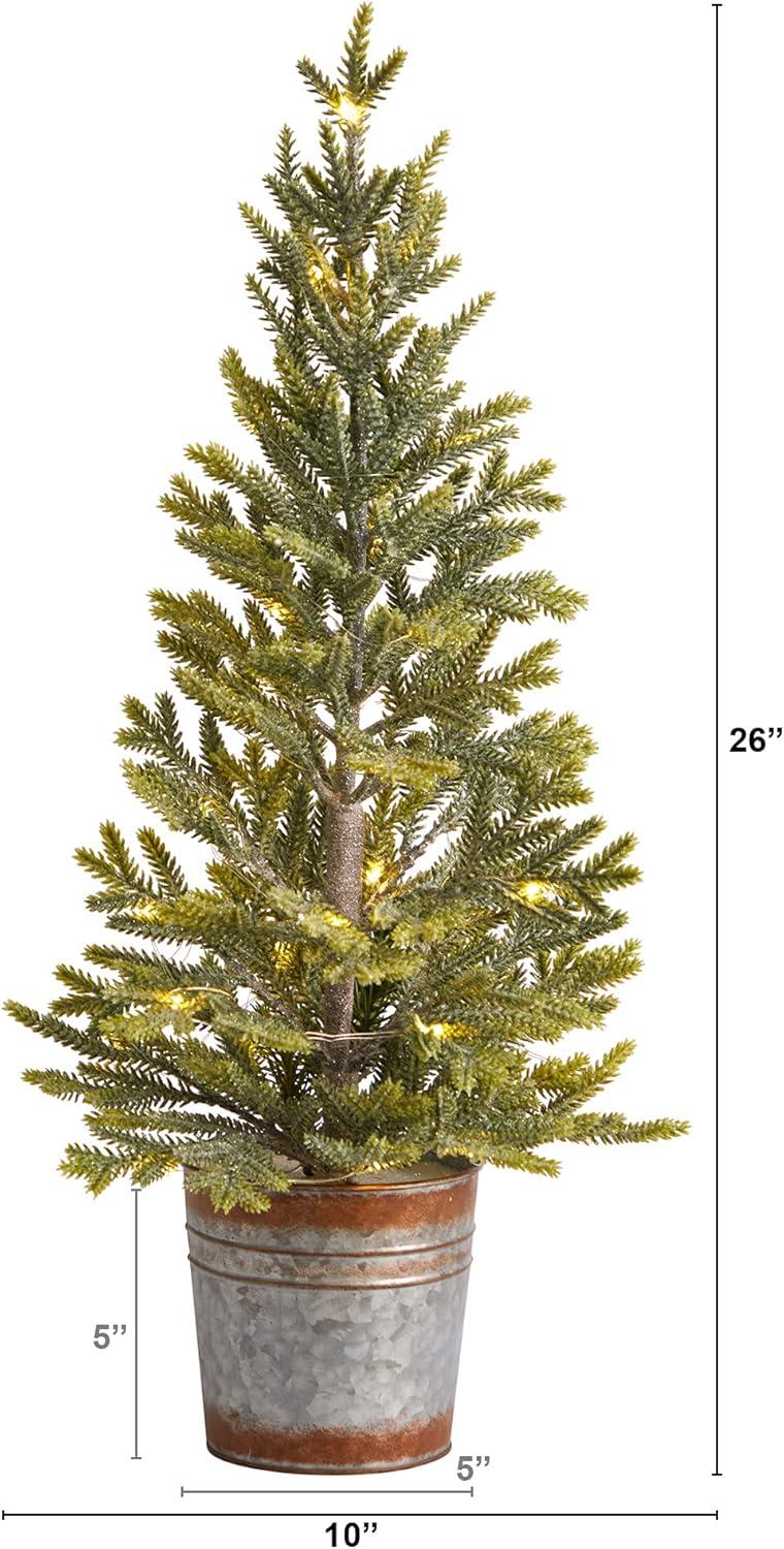 Nearly Natural 26" Pine Artificial Christmas Tree Prelit 35 Warm White Lights